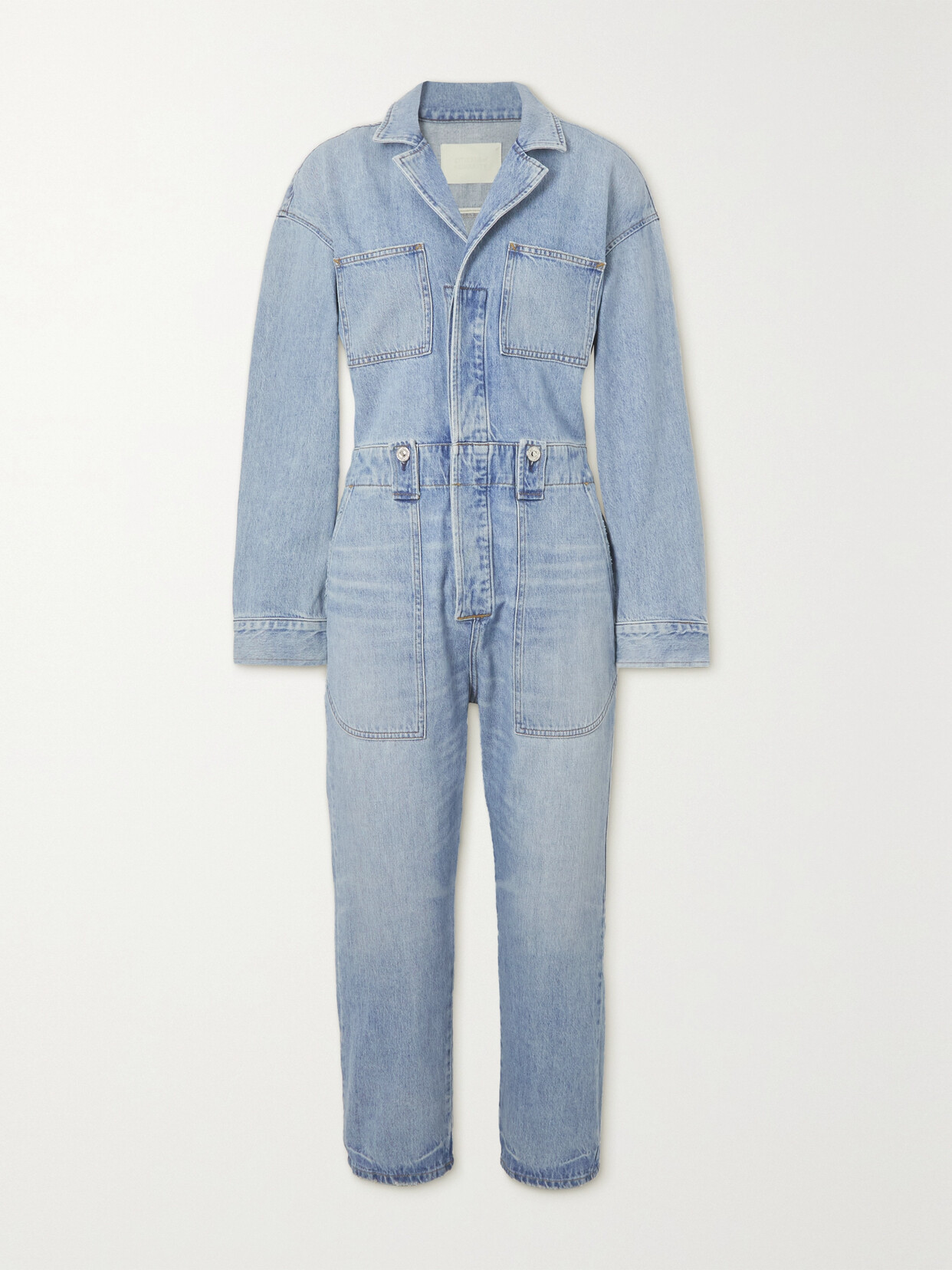 Shop Citizens Of Humanity + Net Sustain Amel Cropped Organic Denim Jumpsuit In Blue