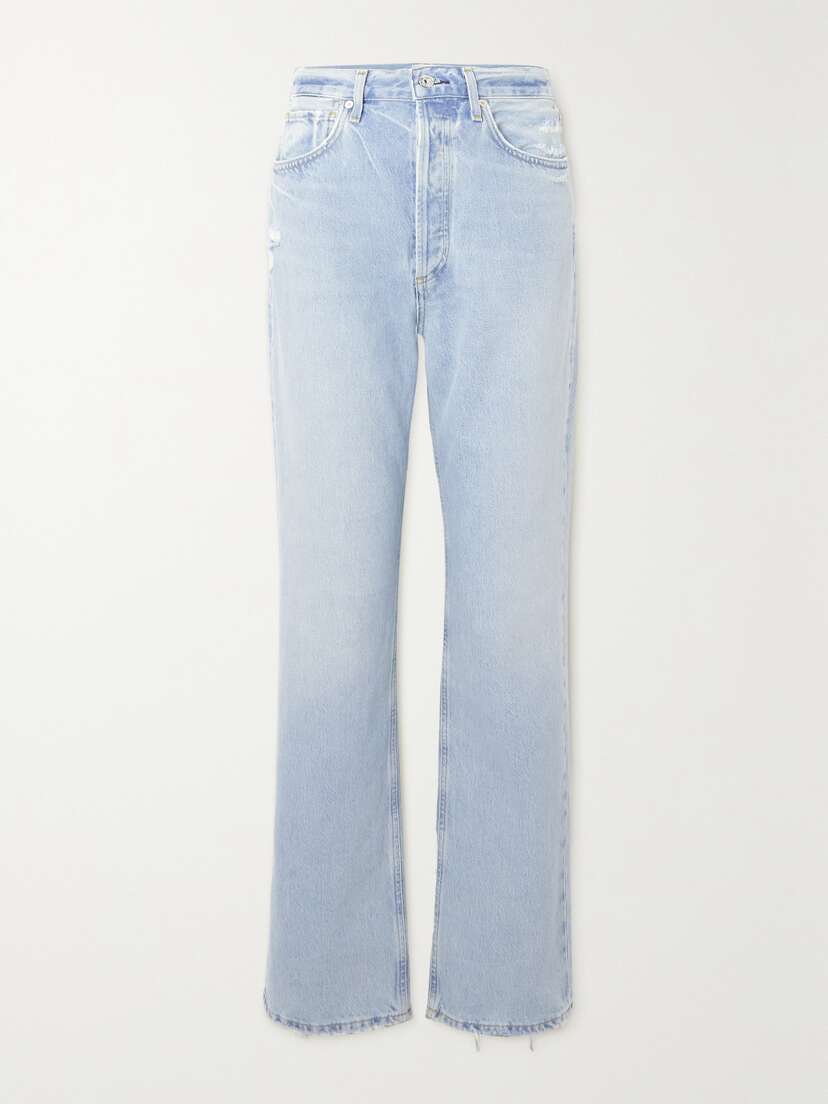 Citizens of Humanity + Net Sustain Eva Distressed Mid-rise Straight-leg Organic Jeans