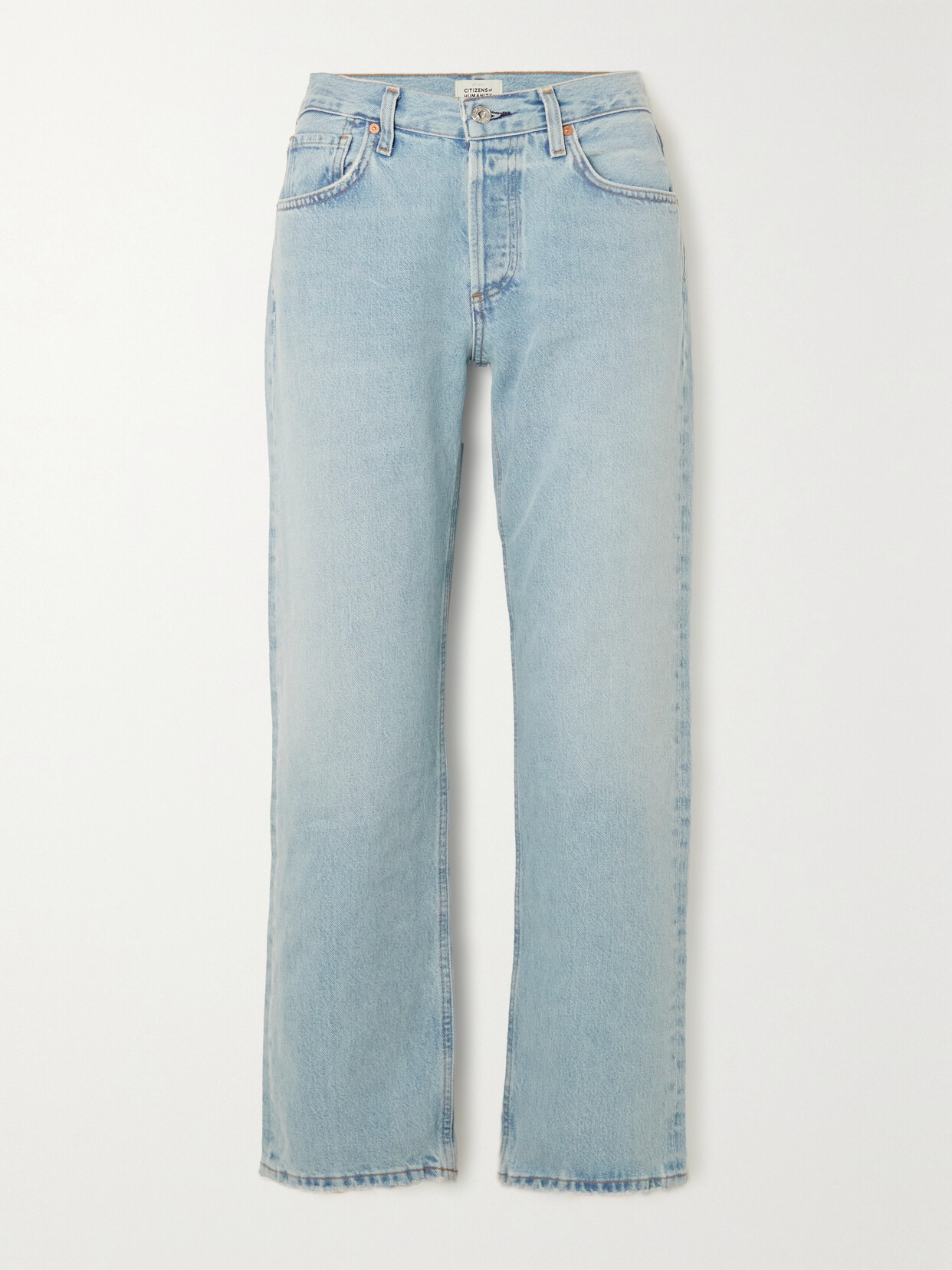 Shop Citizens Of Humanity + Net Sustain Neve Distressed Straight-leg Organic Jeans In Blue