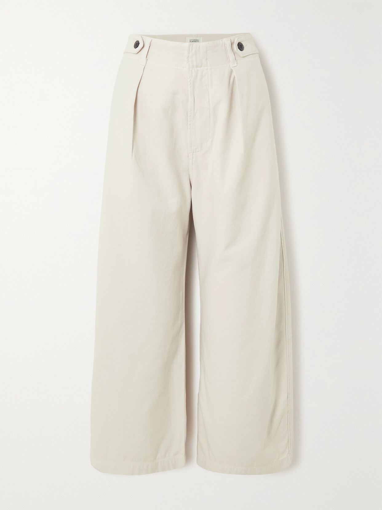 Citizens of Humanity - Payton Cropped Pleated Cotton-twill Boyfriend Pants - Cream