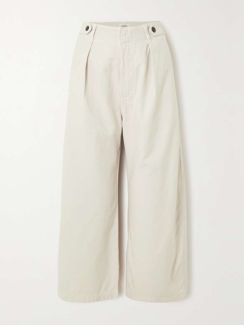Citizens of Humanity Payton Cropped Pleated Cotton-twill Boyfriend Pants
