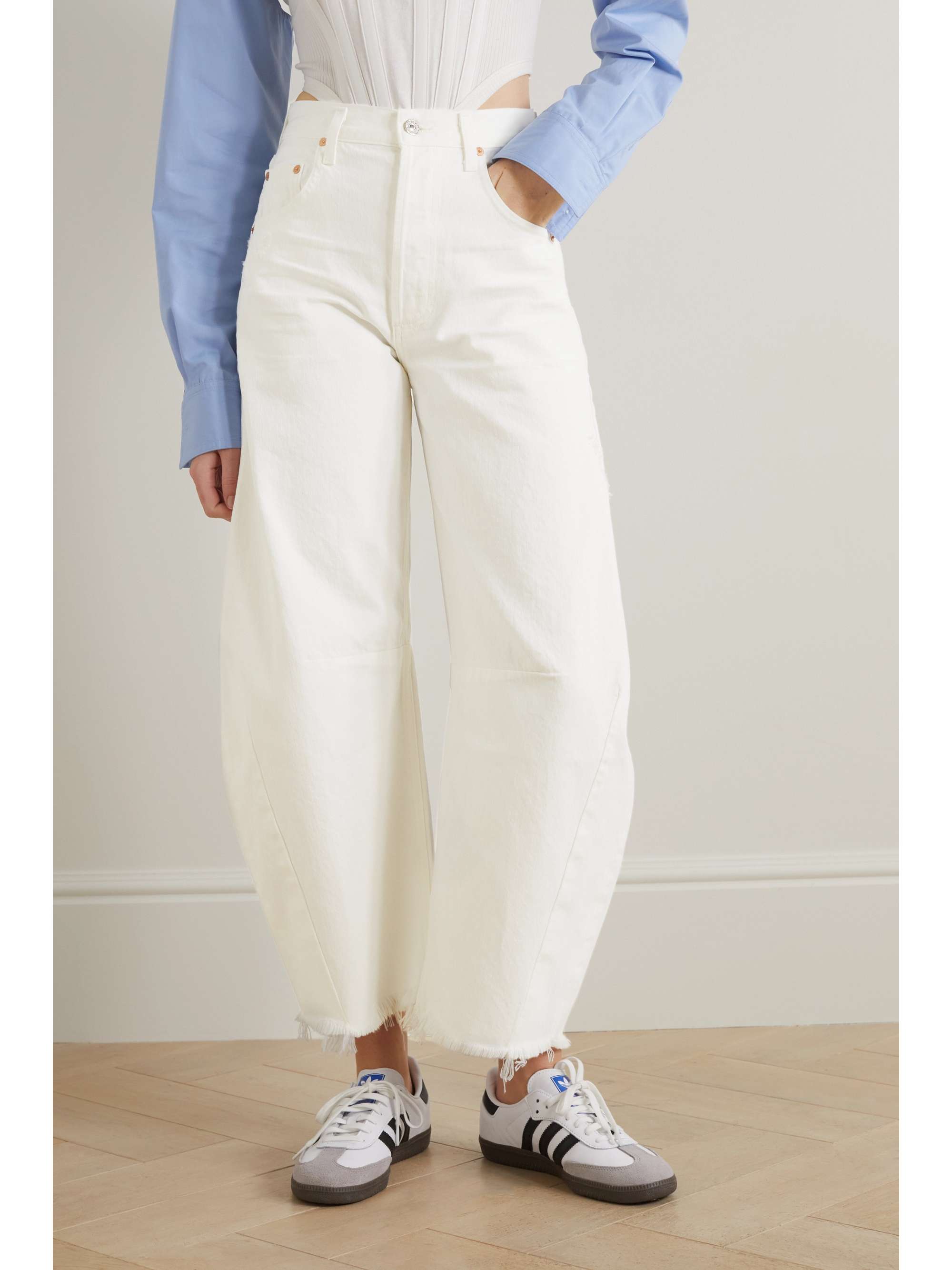 CITIZENS OF HUMANITY Horseshoe frayed high-rise wide-leg jeans