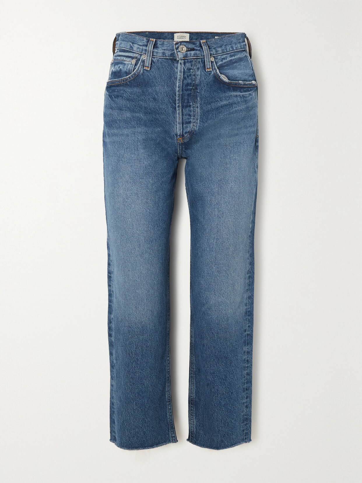 Citizens of Humanity - + Net Sustain Florence Cropped Distressed Straight-leg Organic Jeans - Blue