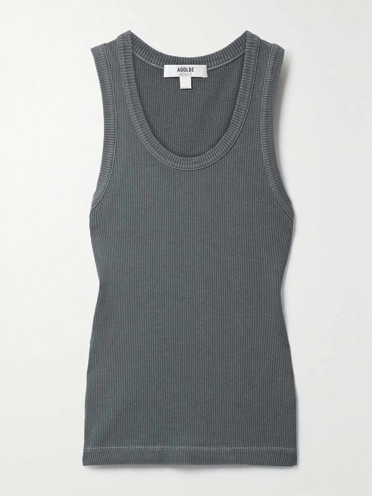 AGOLDE - + Net Sustain Poppy Ribbed Stretch Organic Cotton And Tencel Lyocell-blend Jersey Tank - Gray