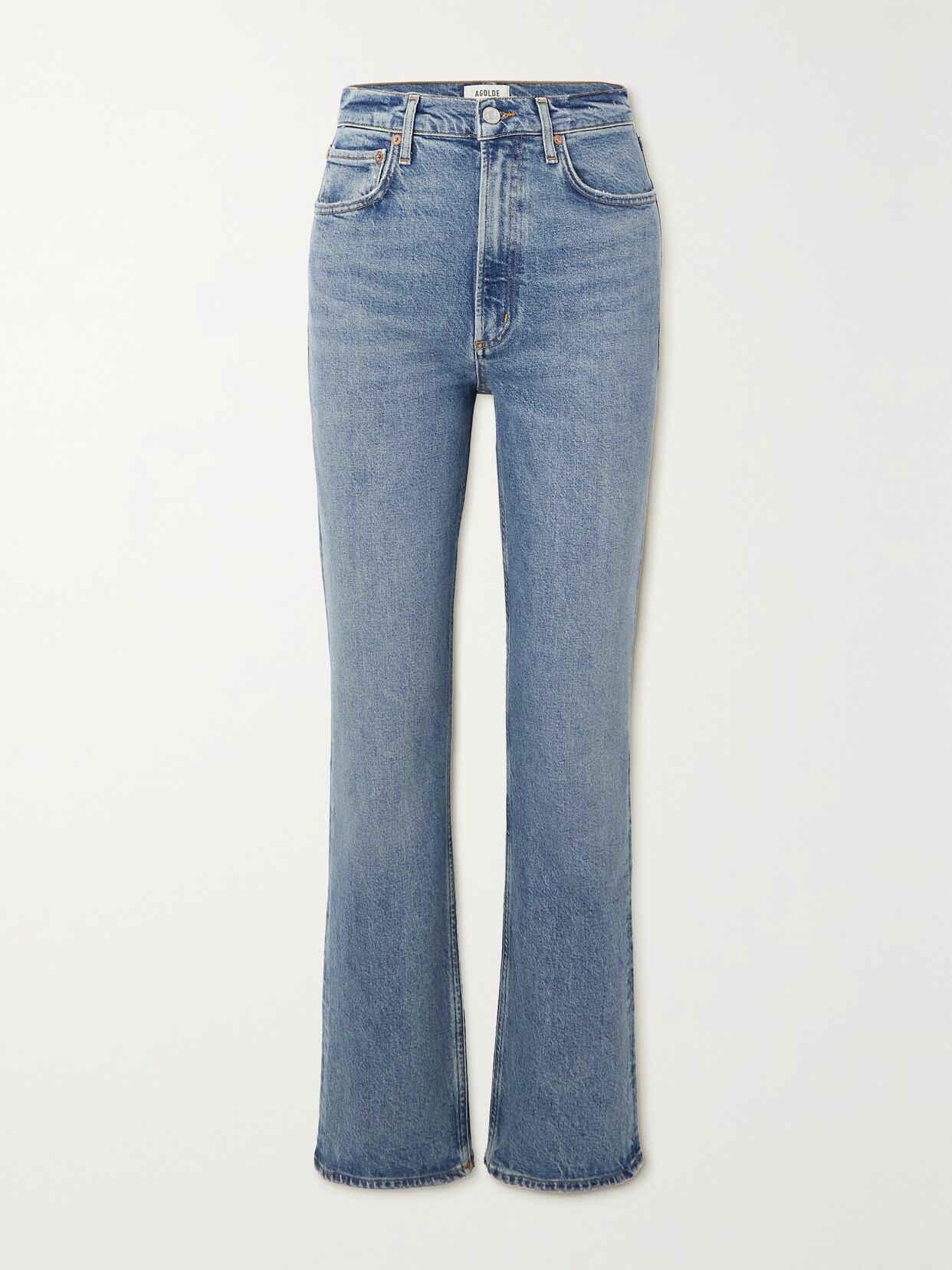 Agolde Riley Crop High Rise Jeans In Dimension In Blue