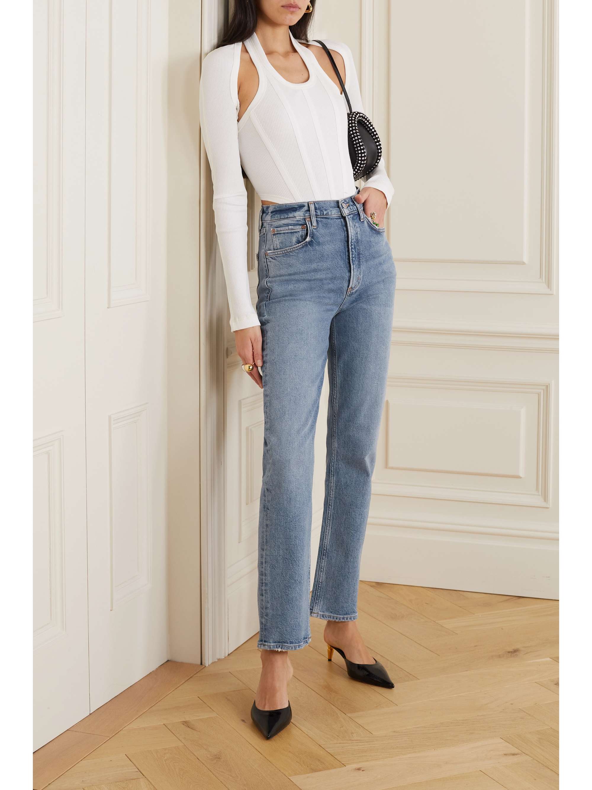 AGOLDE + NET SUSTAIN High Rise Stovepipe organic slim-leg jeans