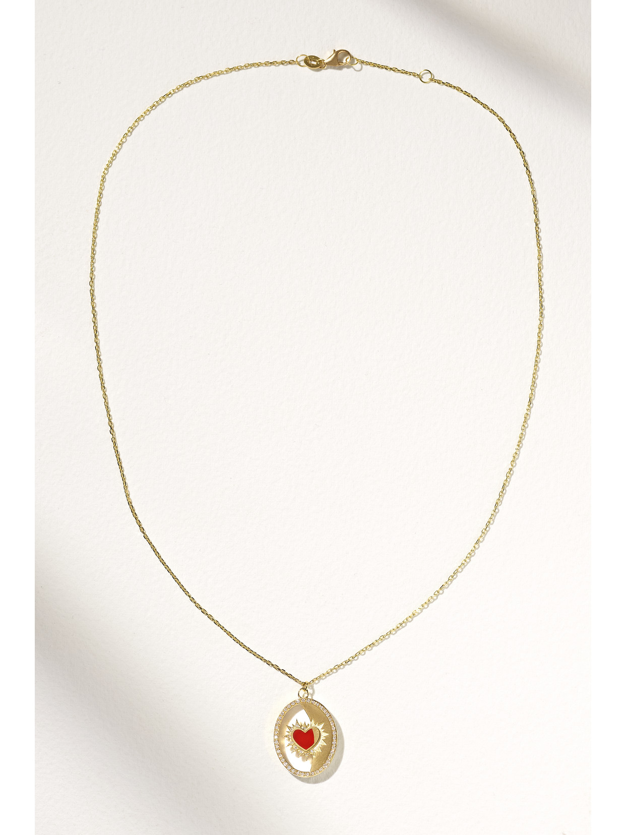 L'atelier Nawbar Heart On Biladi 18-karat Gold, Enamel And Diamond Necklace In Gold