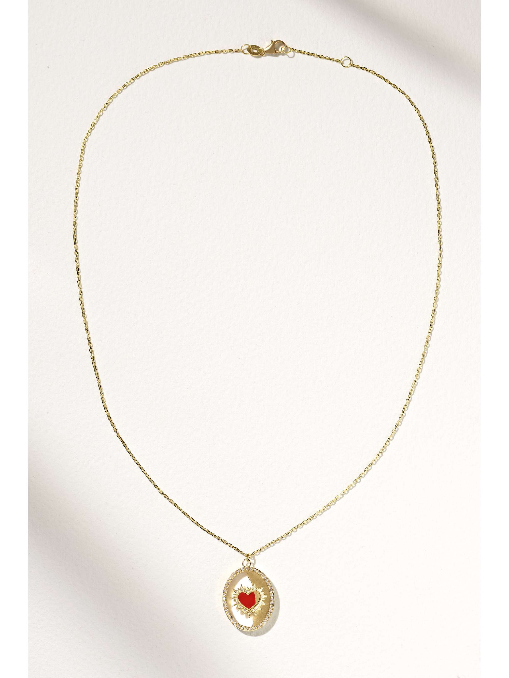 L'ATELIER NAWBAR Heart on Biladi 18-karat gold, enamel and diamond necklace