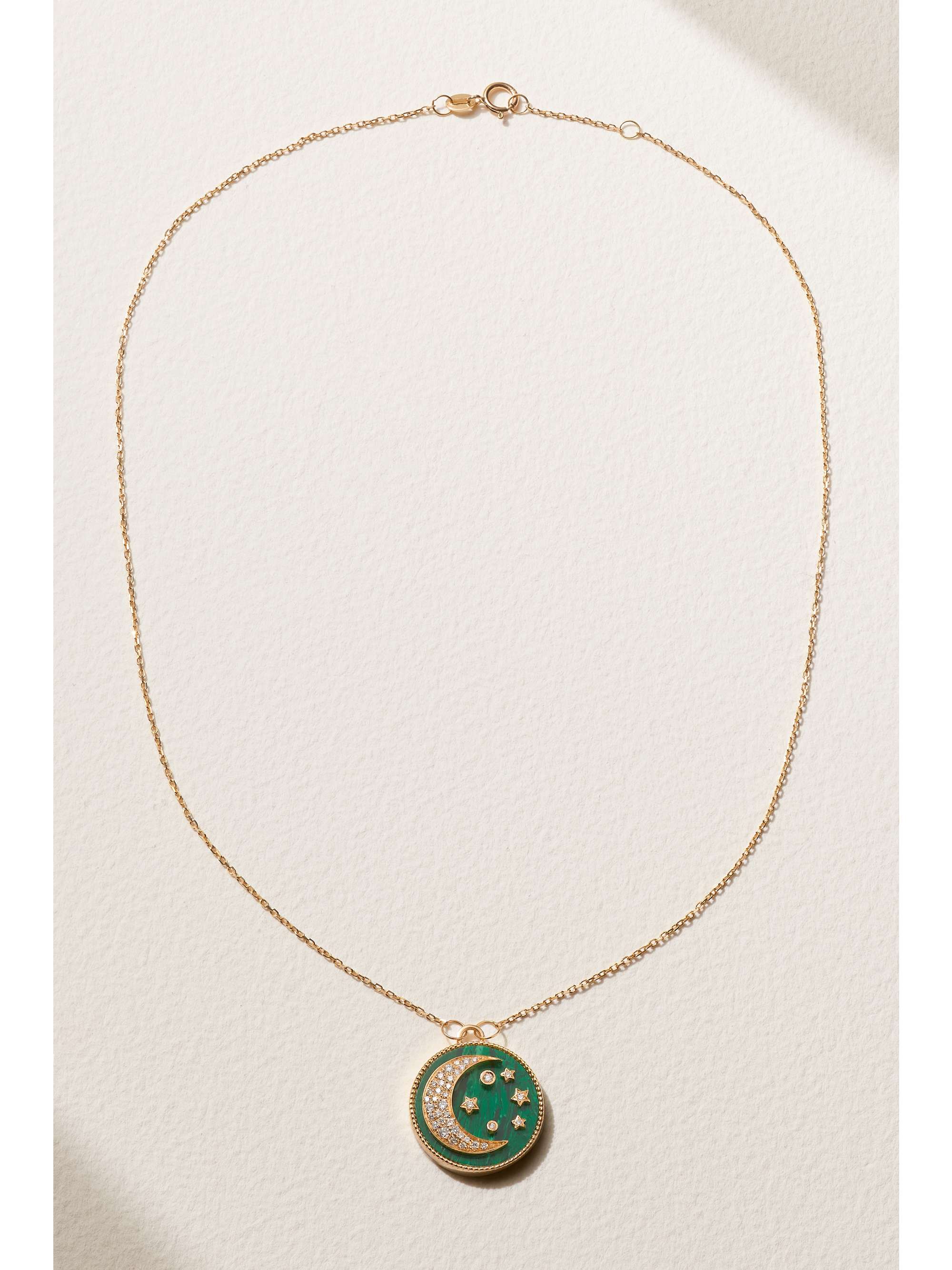 L'ATELIER NAWBAR Mini Moonlight 18-karat gold, malachite and diamond necklace