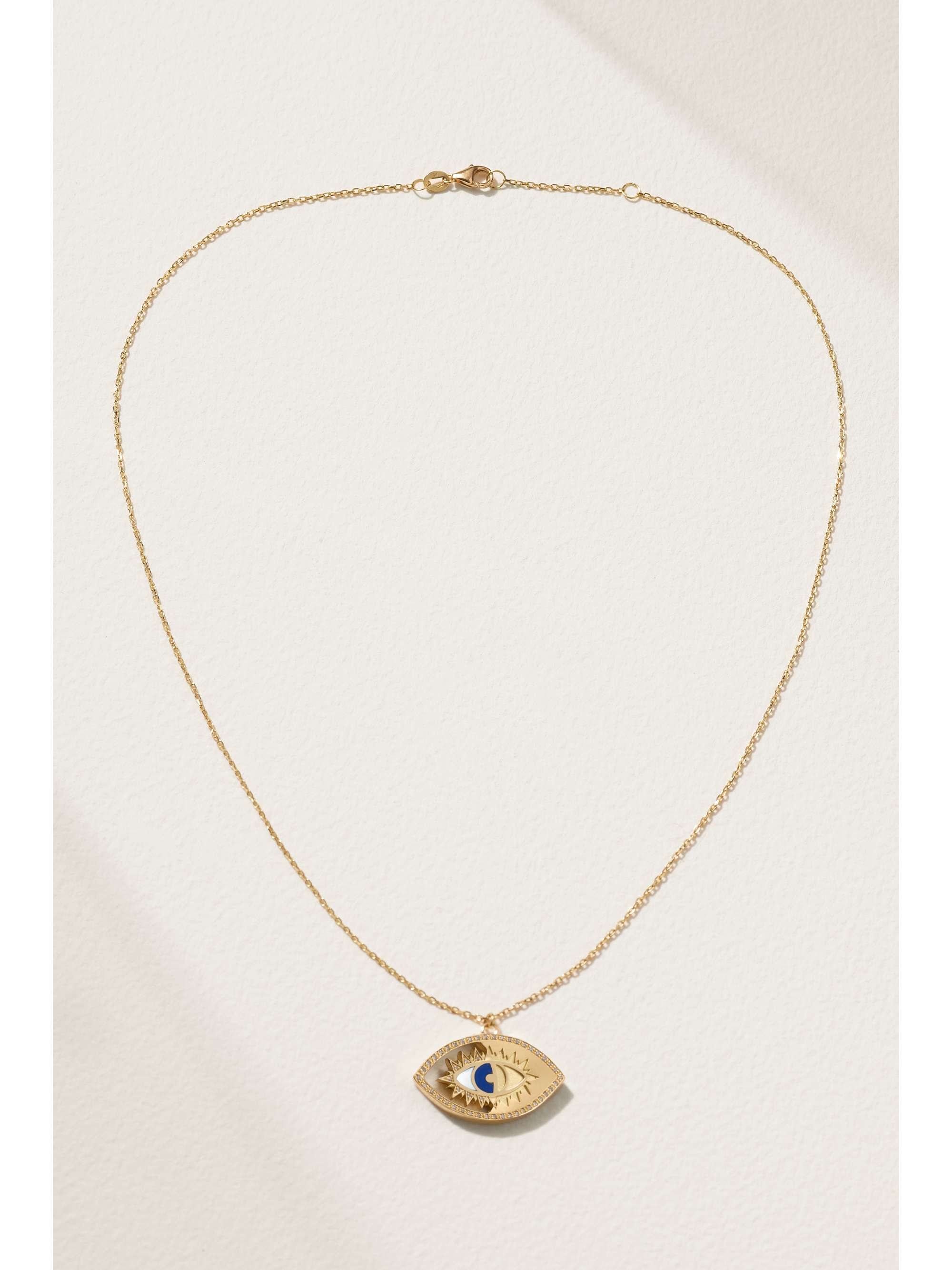 L'ATELIER NAWBAR Eye On Biladi 18-karat gold, lapis lazuli and diamond necklace