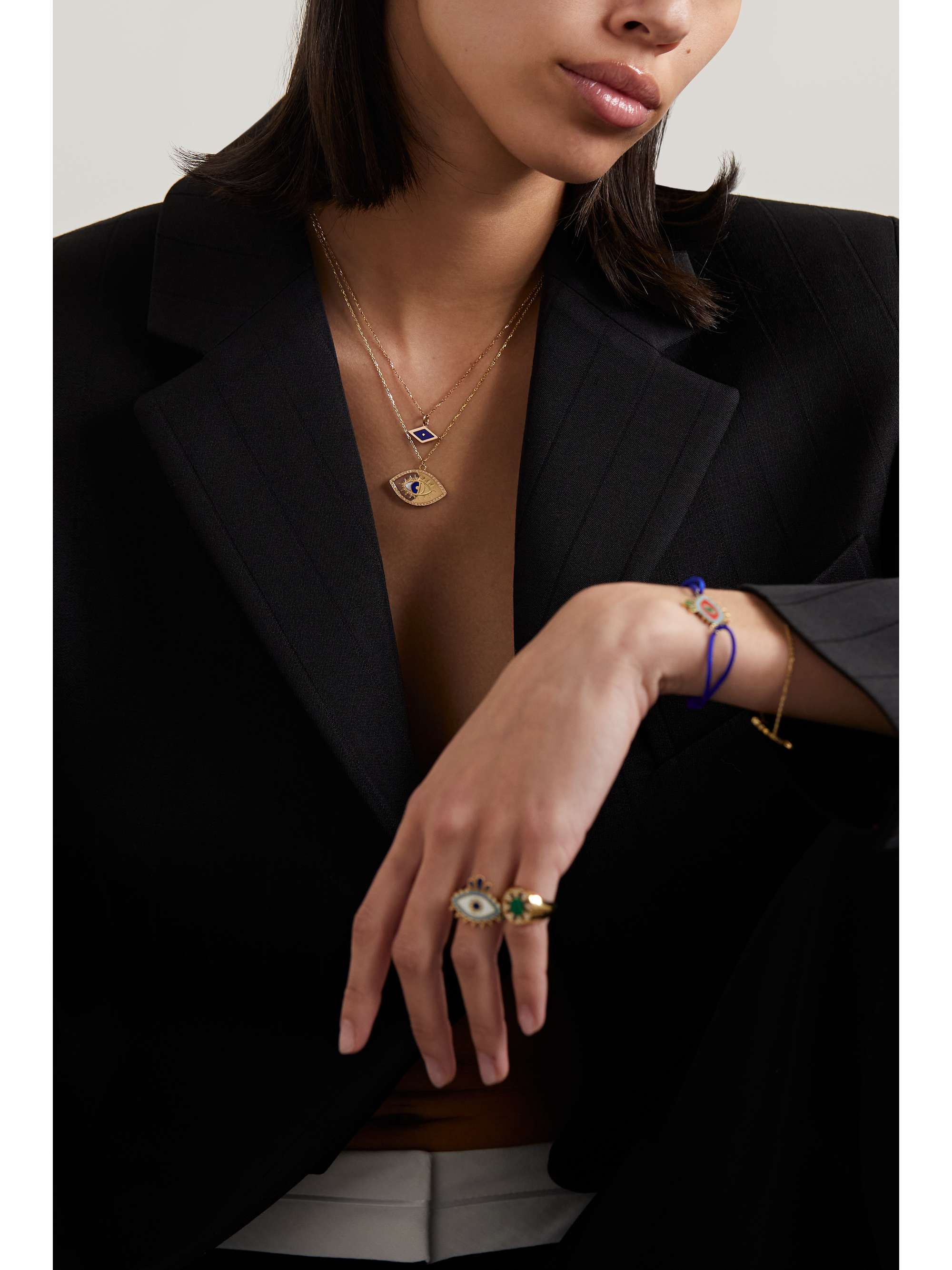 L'ATELIER NAWBAR Eye On Biladi 18-karat gold, lapis lazuli and diamond necklace