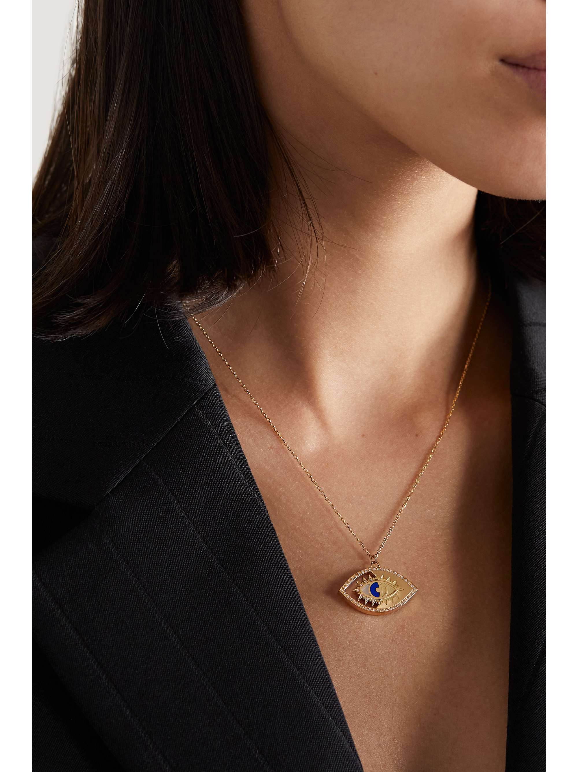 L'ATELIER NAWBAR Eye On Biladi 18-karat gold, lapis lazuli and diamond necklace