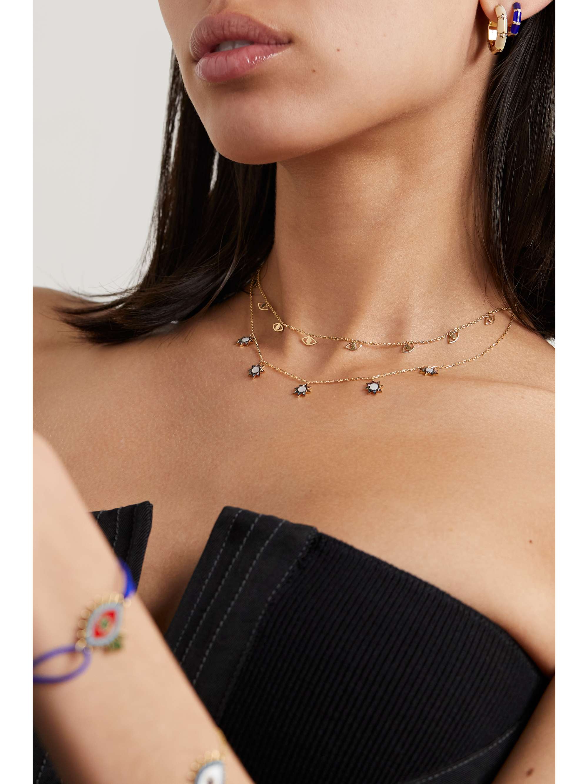 L'ATELIER NAWBAR Cosmic Ibiza mini 18-karat gold, mother-of-pearl and diamond choker