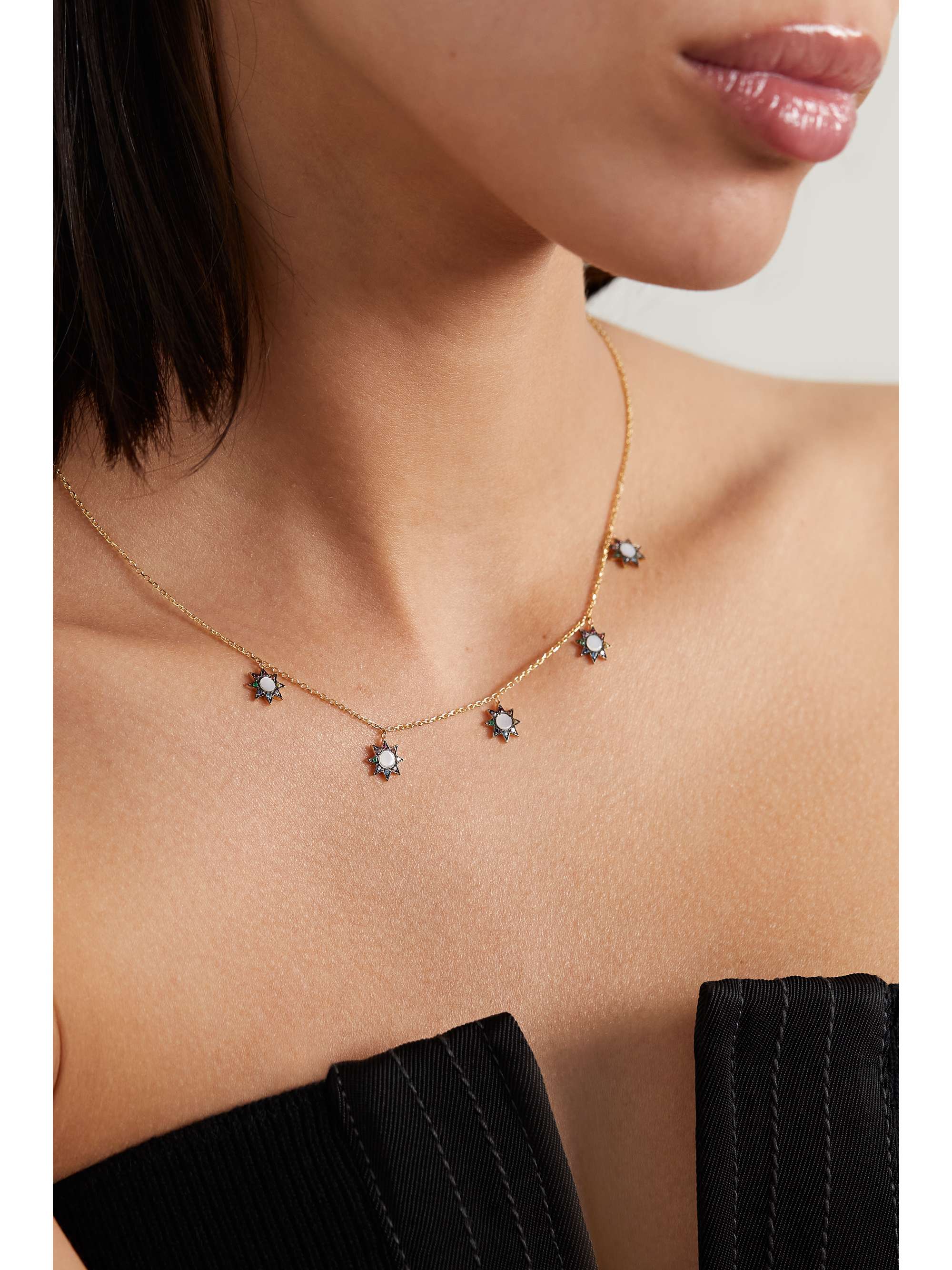 L'ATELIER NAWBAR Cosmic Ibiza mini 18-karat gold, mother-of-pearl and diamond choker