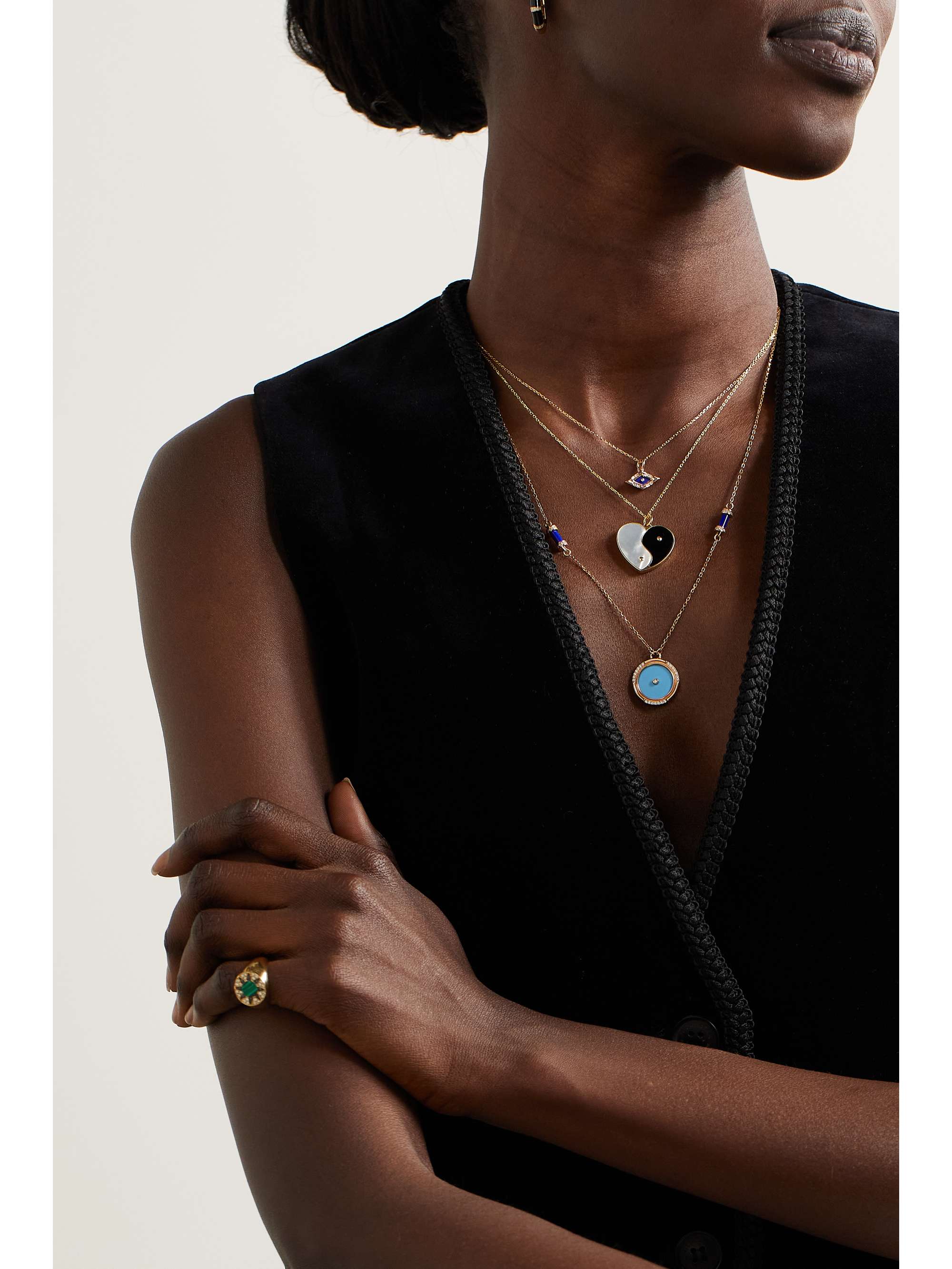 L'ATELIER NAWBAR Yin Yang 18-karat gold multi-stone necklace