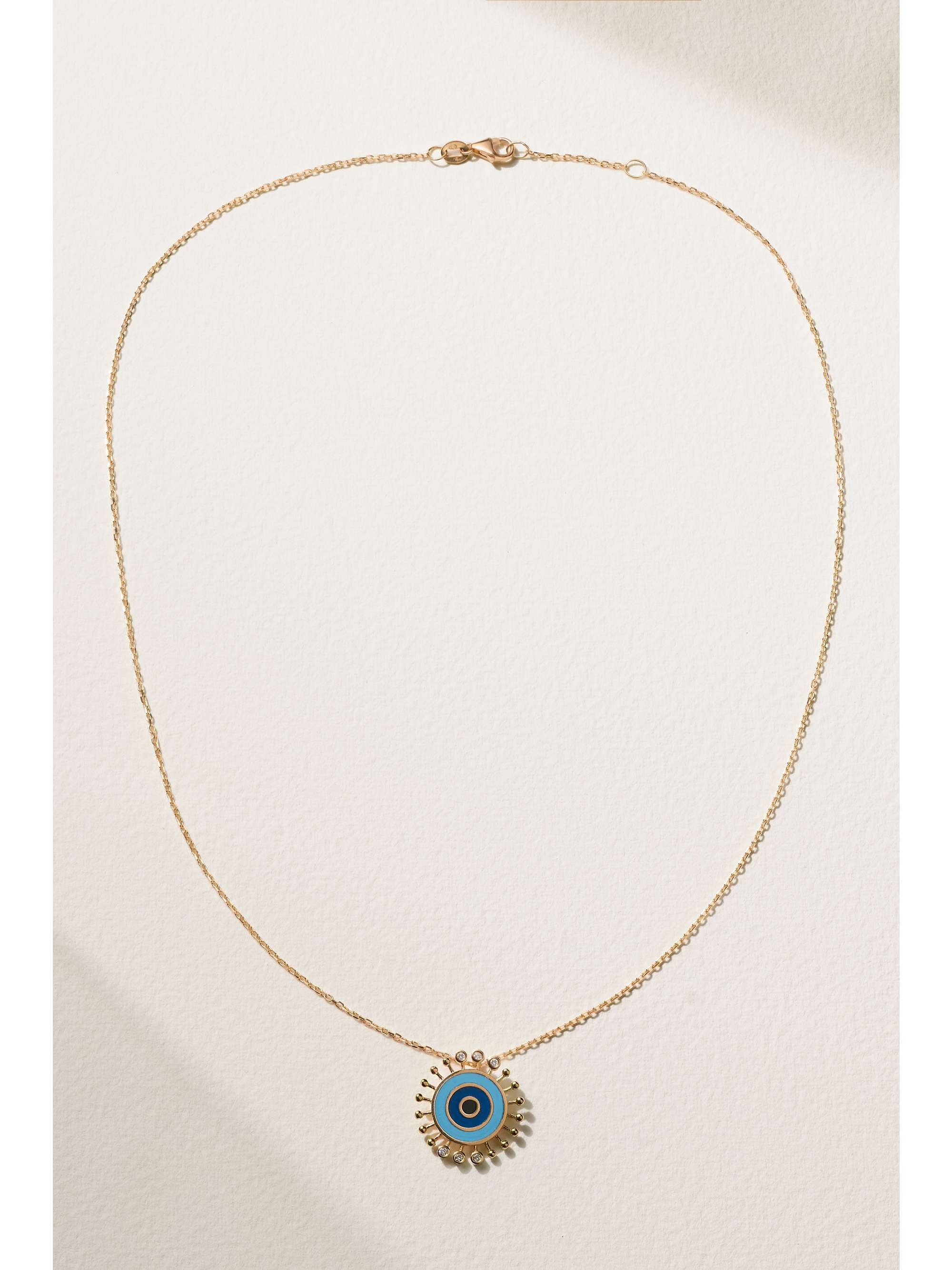L'ATELIER NAWBAR Spiky Eye 18-karat gold, enamel and diamond necklace