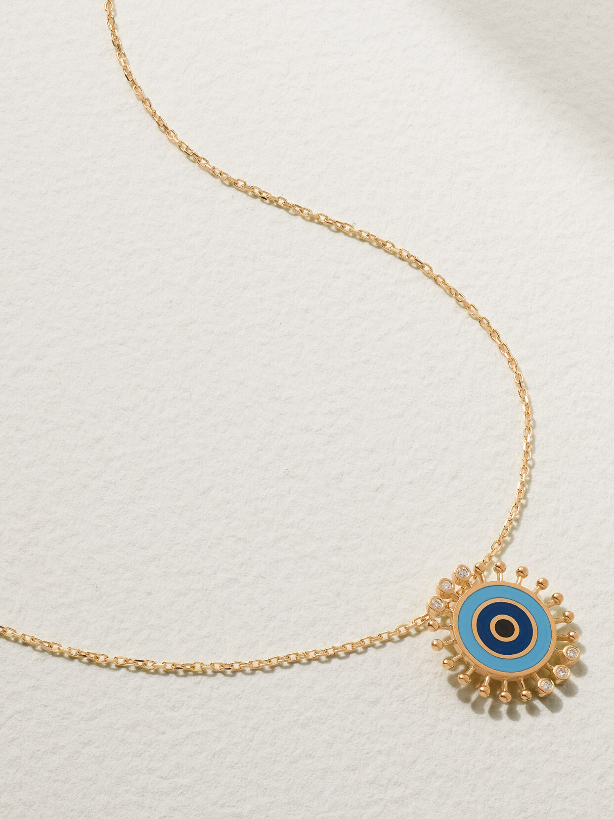 L'atelier Nawbar Spiky Eye 18-karat Gold, Enamel And Diamond Necklace