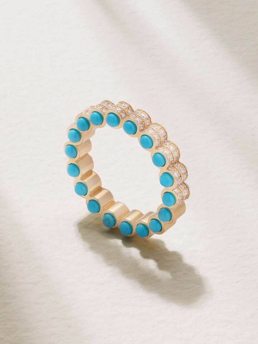 L’Atelier Nawbar The Atom 18-karat Gold, Turquoise And Diamond Ring
