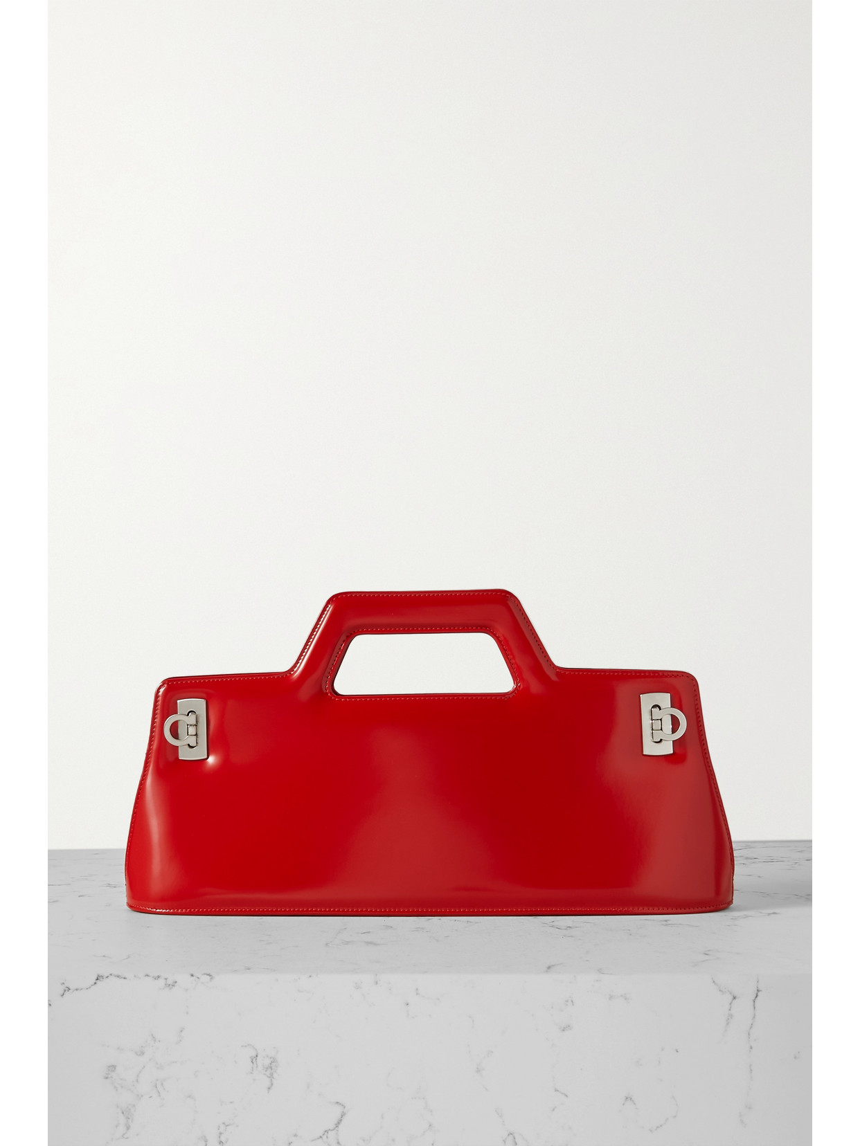 Ferragamo - Wanda Embellished Glossed-leather Tote - Red