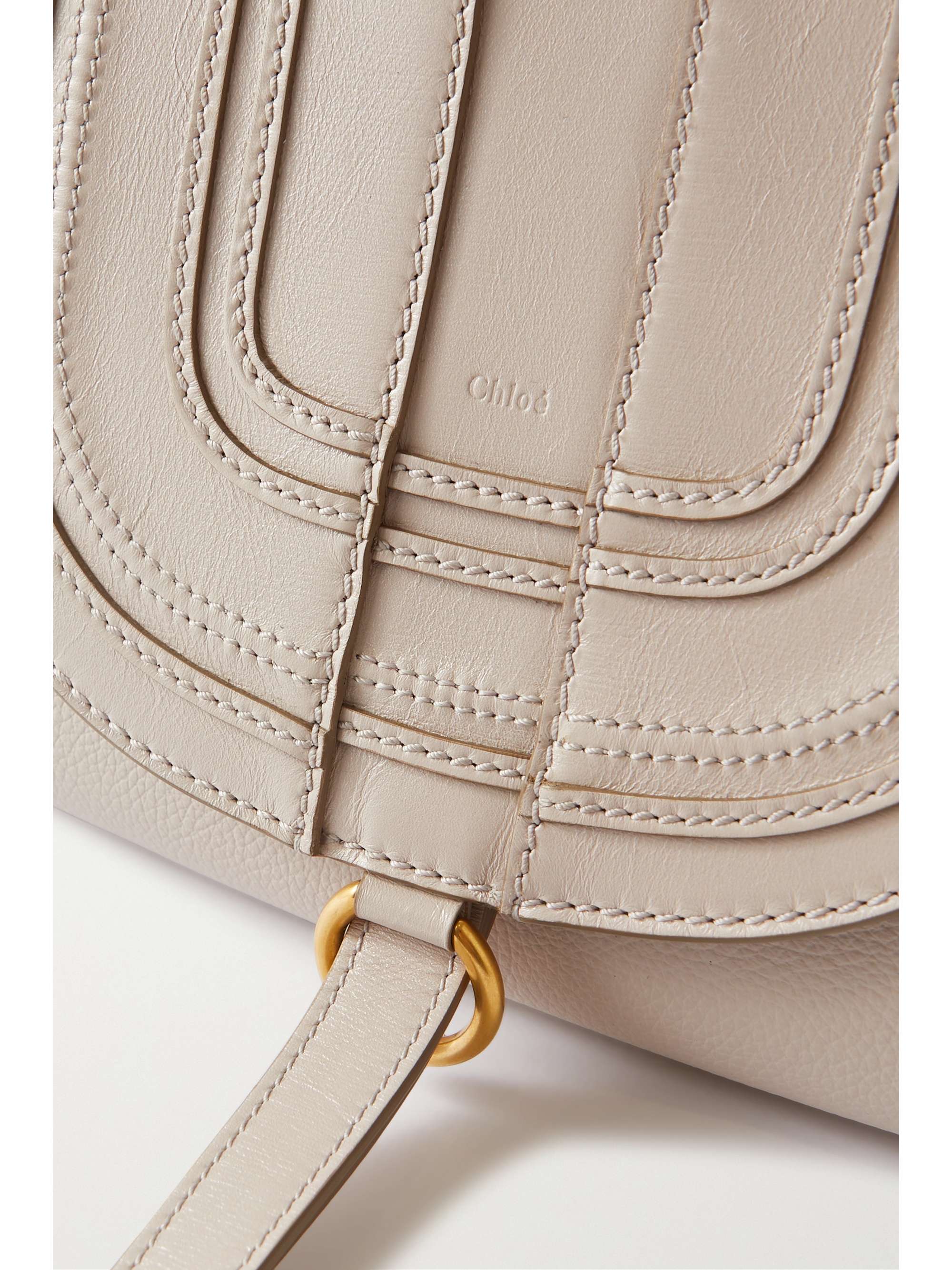 CHLOÉ + NET SUSTAIN Marcie tasseled textured-leather shoulder bag