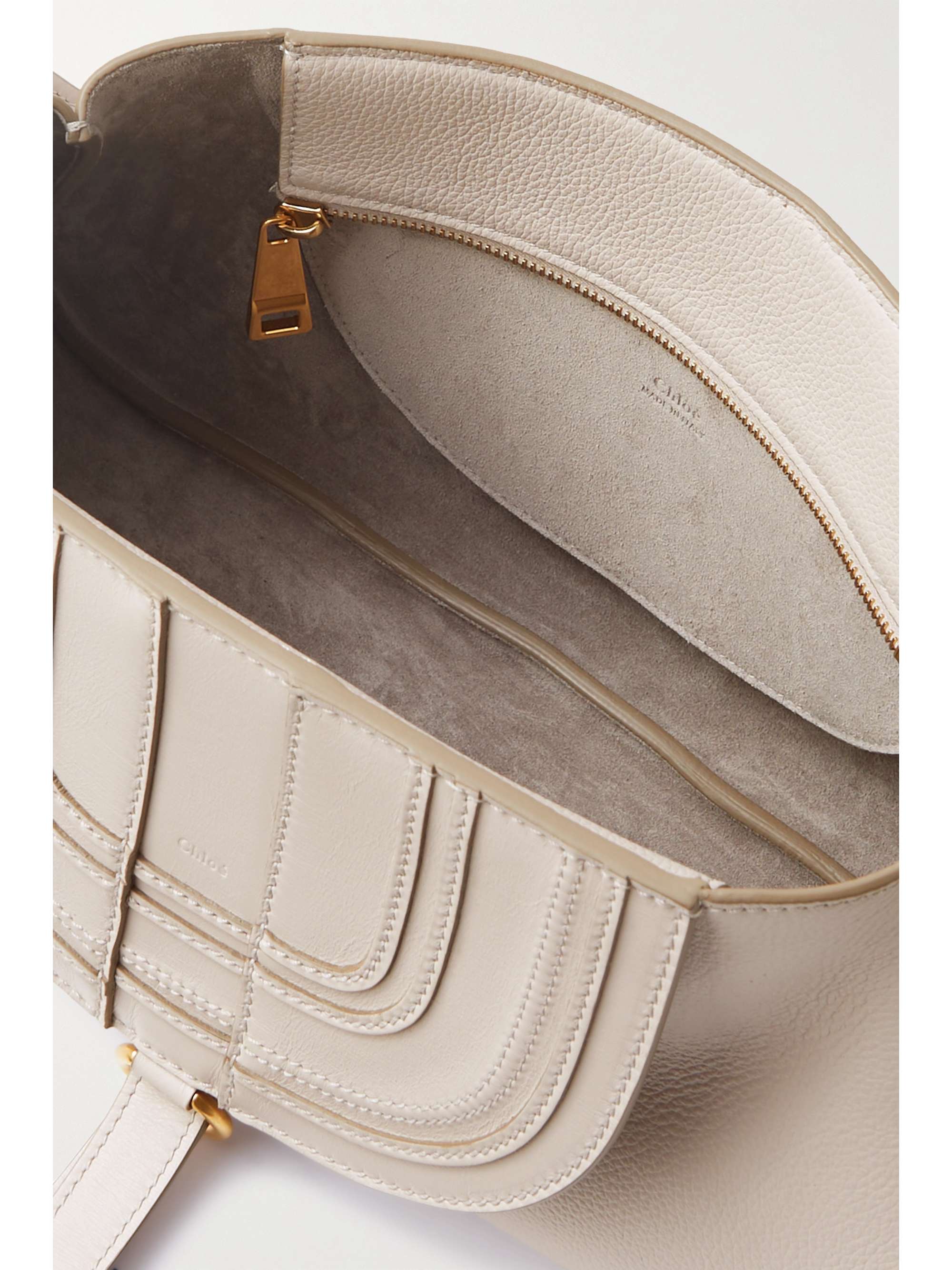 CHLOÉ + NET SUSTAIN Marcie tasseled textured-leather shoulder bag