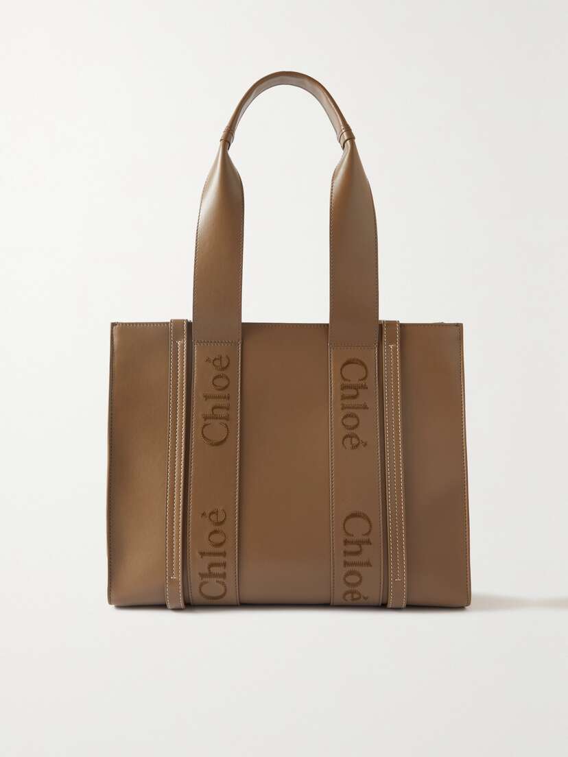 Chloé + Net Sustain Woody Medium Embroidered Leather Tote