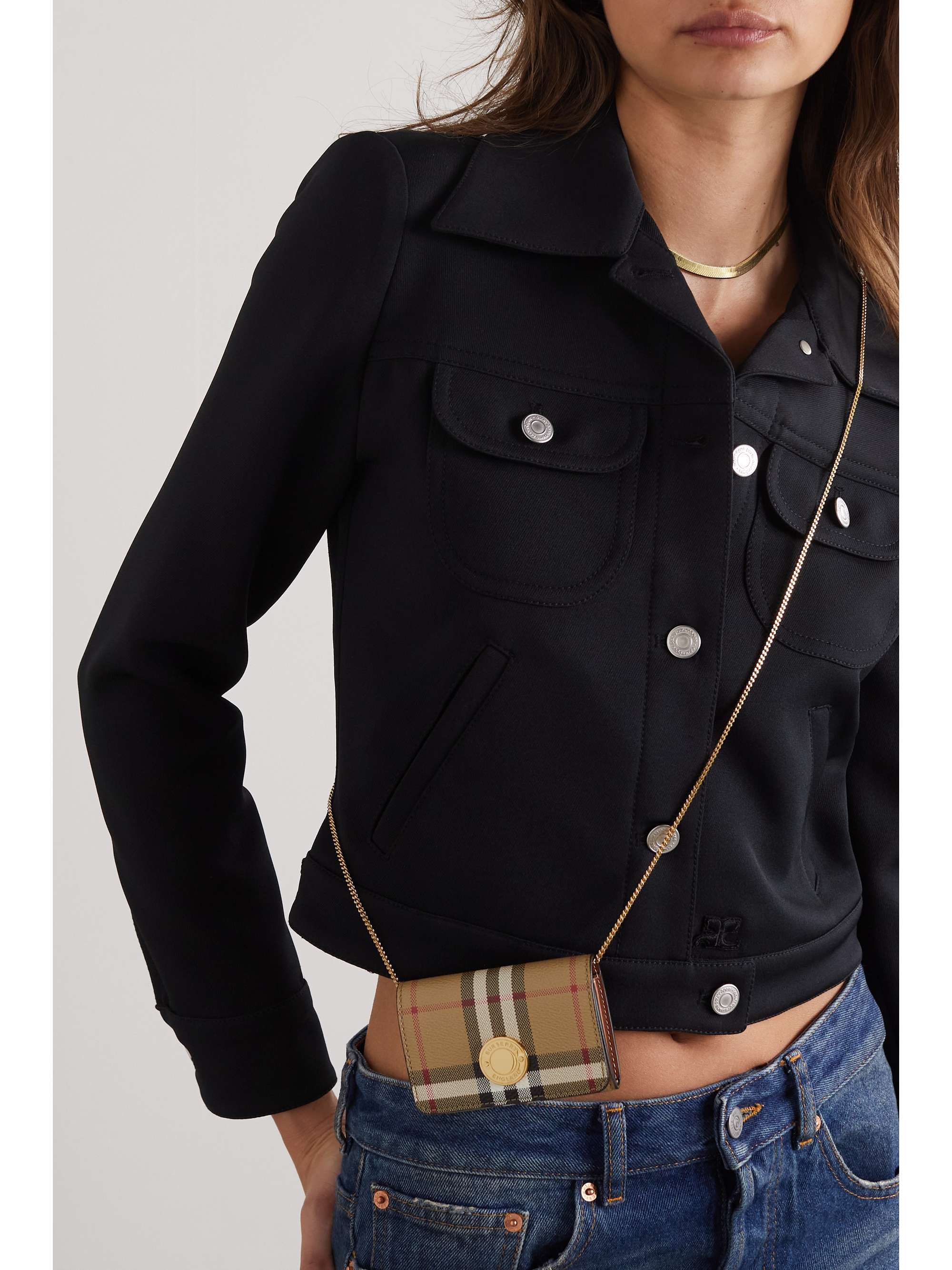 BURBERRY Mini checked faux leather shoulder bag