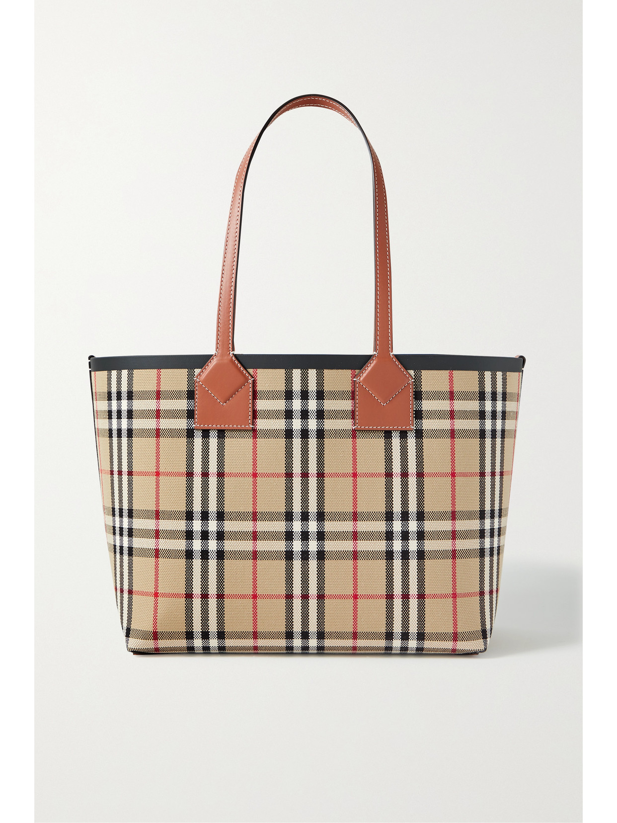 Burberry - Leather-trimmed Checked Canvas Tote - Brown