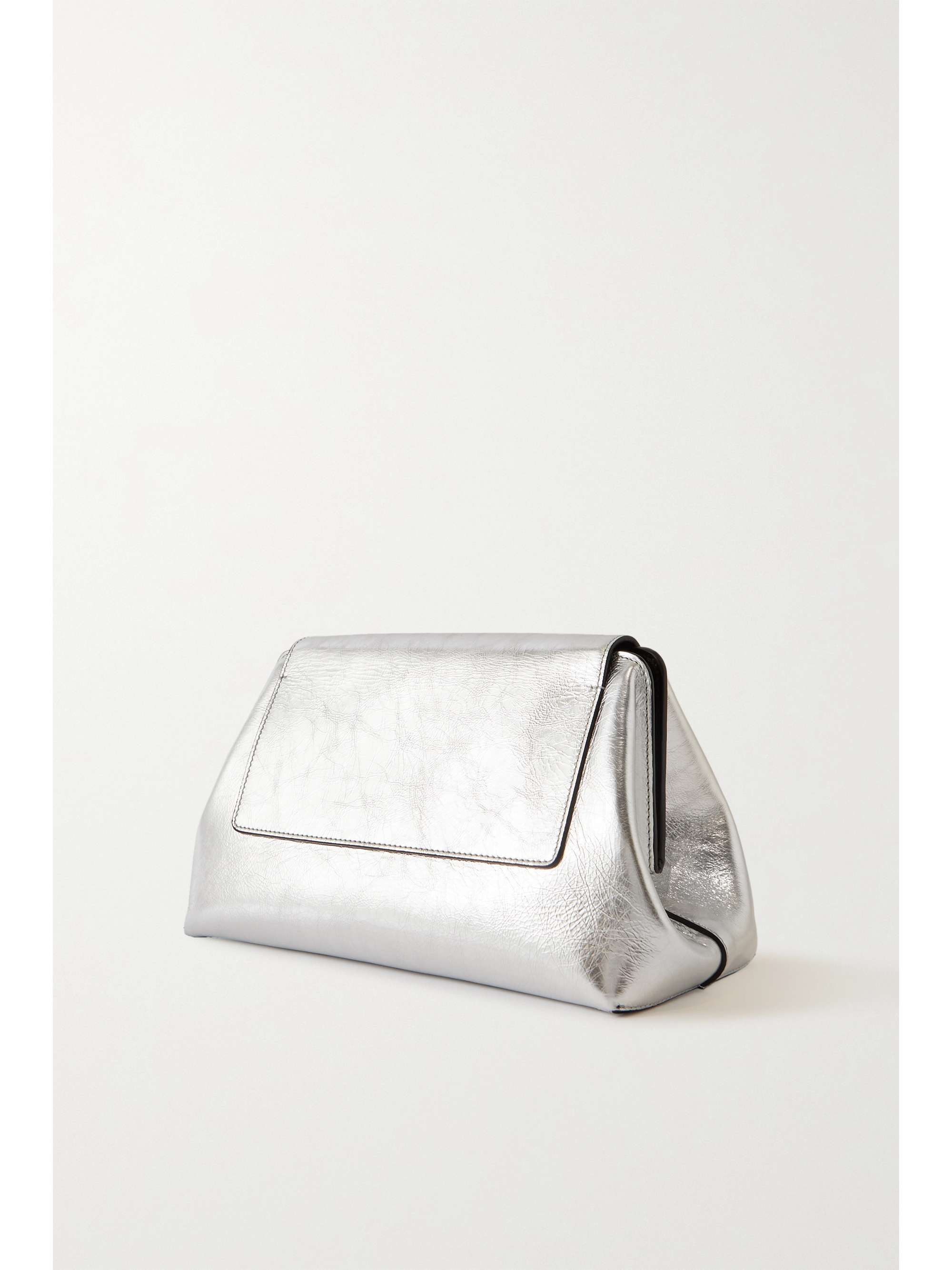 CHLOÉ + NET SUSTAIN Penelope metallic crinkled-leather clutch