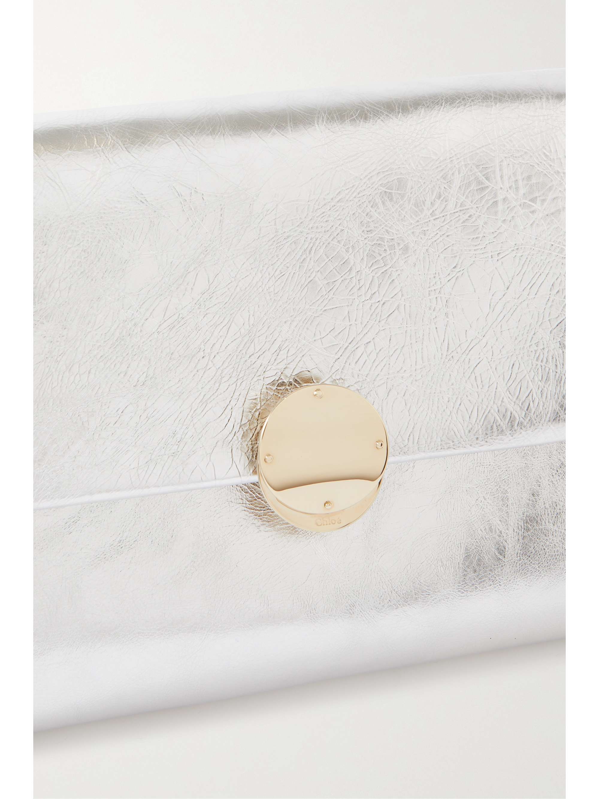 CHLOÉ + NET SUSTAIN Penelope metallic crinkled-leather clutch
