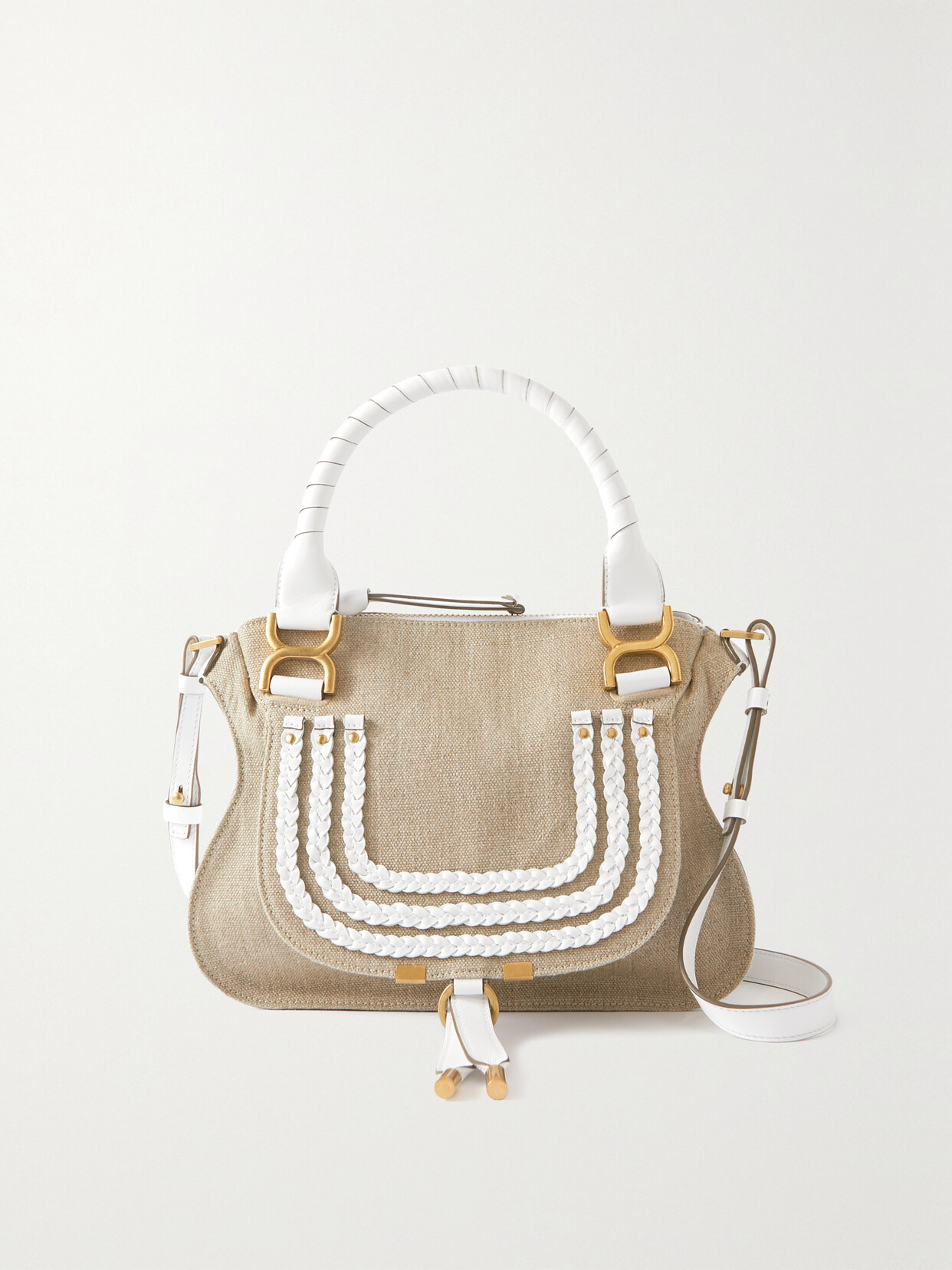 Chloé - Marcie Small Leather-trimmed Linen Tote - White