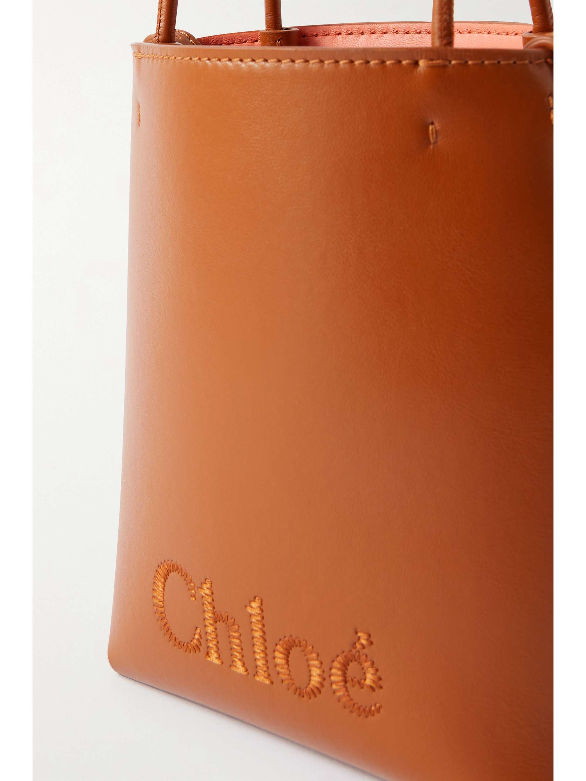 CHLOÉ + NET SUSTAIN Sense mini embroidered leather tote