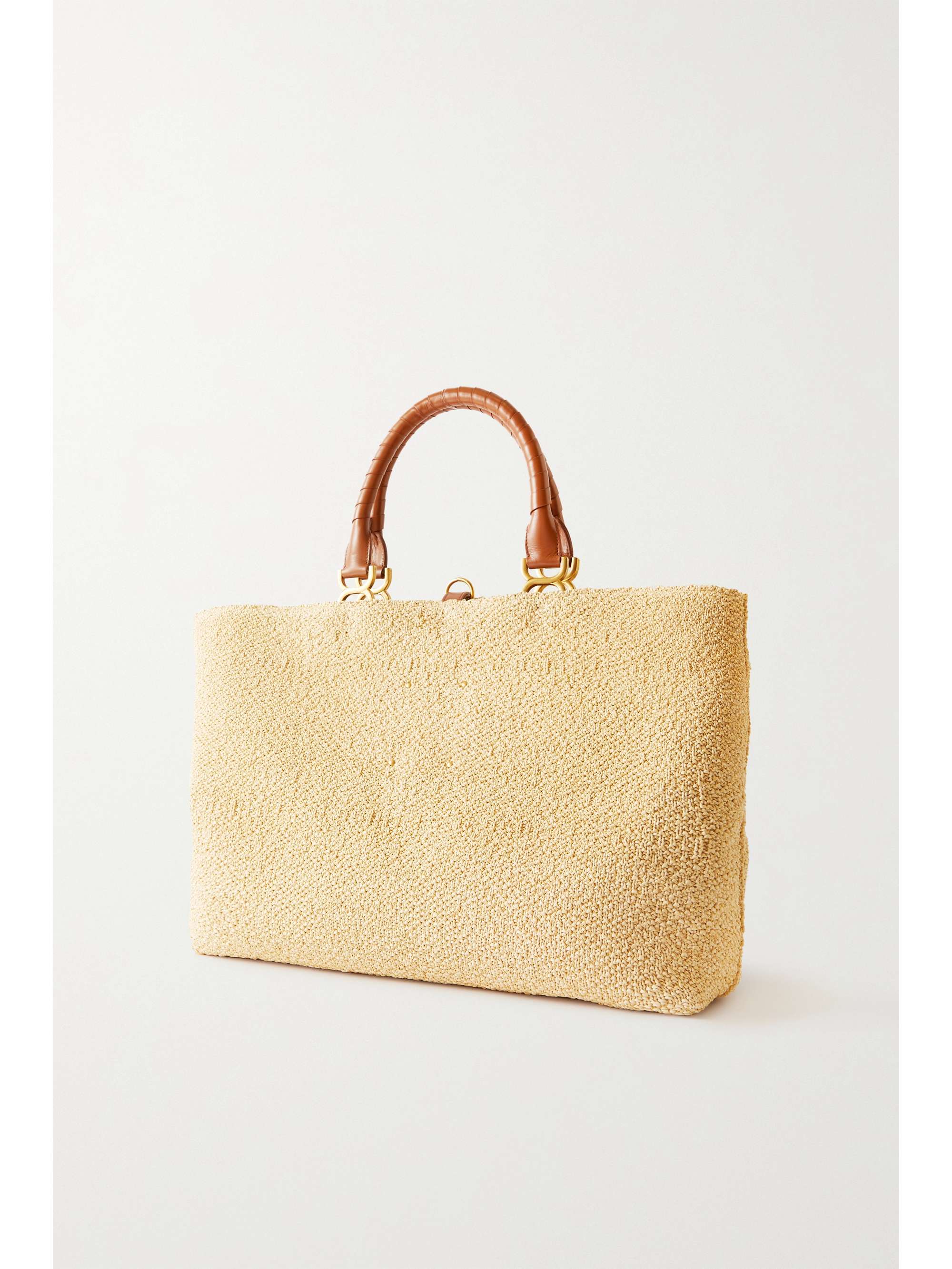 CHLOÉ Marcie レザートリム ブークレ トートバッグ タッセル付き