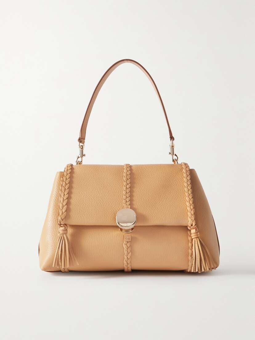Chloé + Net Sustain Penelope Braided Textured-leather Shoulder Bag