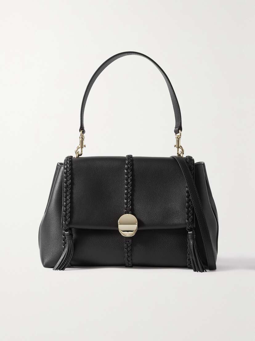 Chloé + Net Sustain Penelope Braided Textured-leather Shoulder Bag