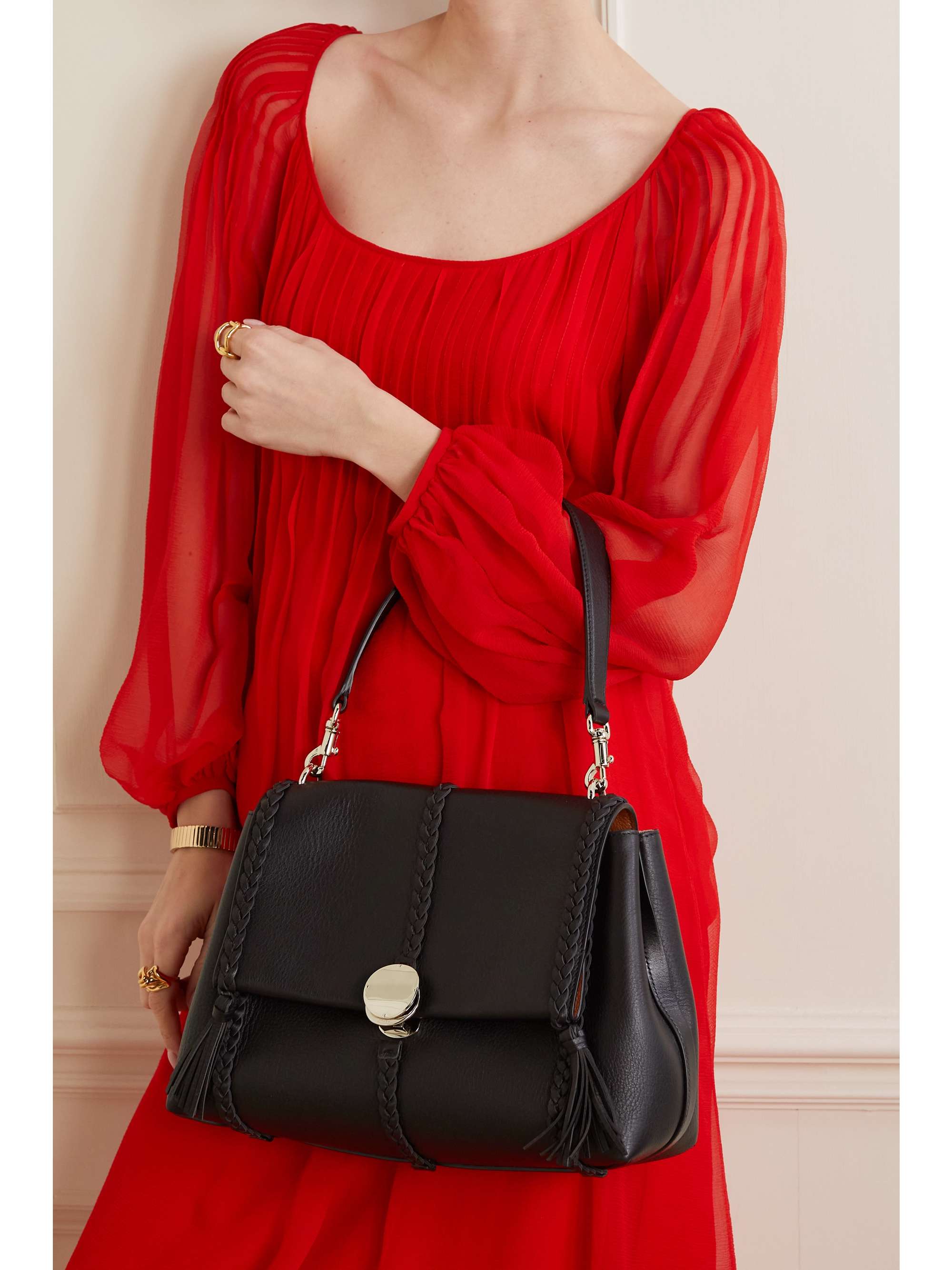 Black Penelope braided texturedleather shoulder bag CHLOÉ NETAPORTER