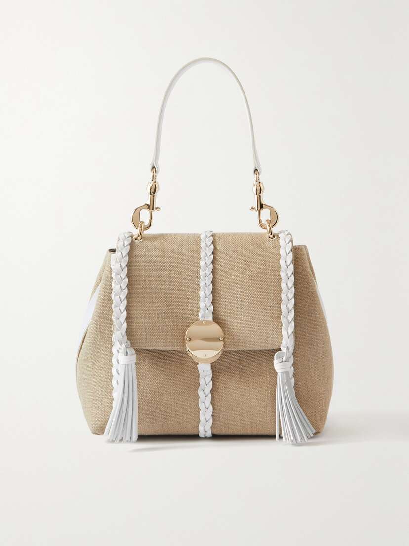 Chloé Penelope Braided Leather-trimmed Linen Tote