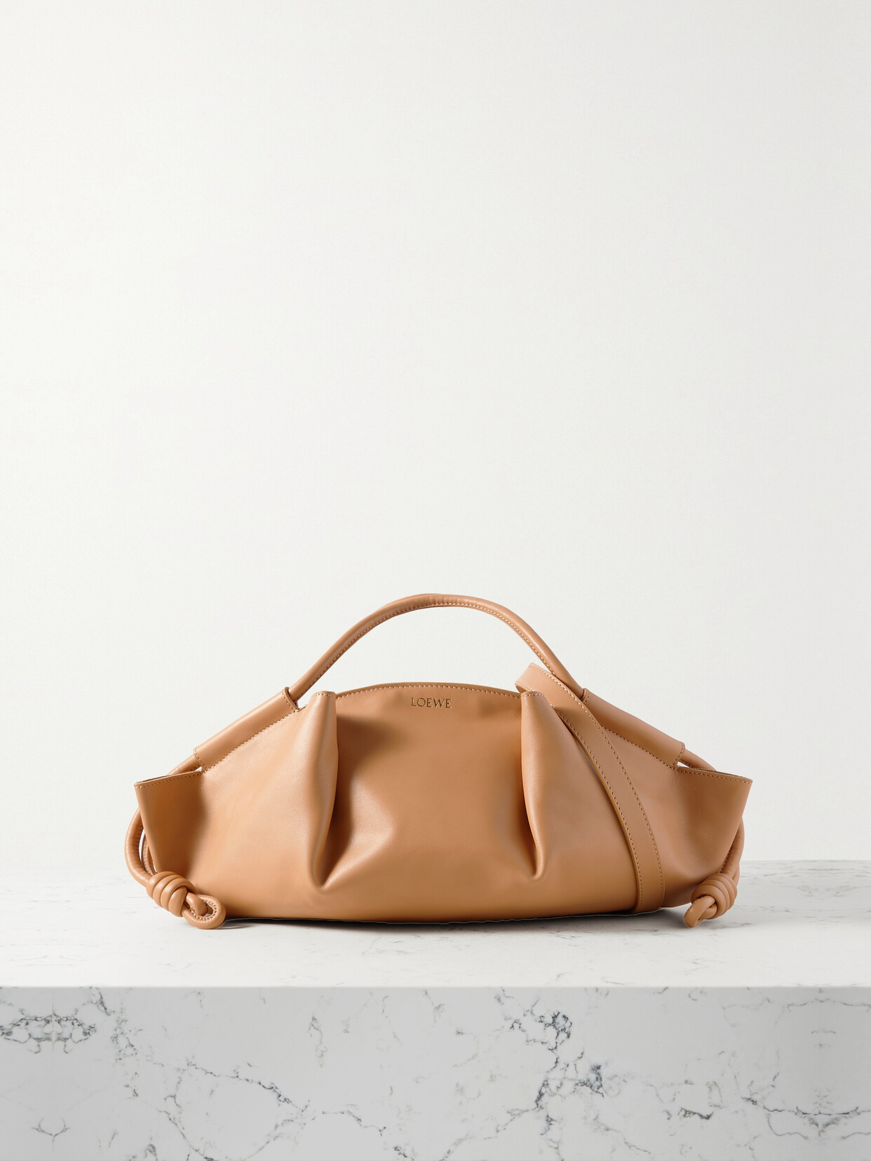 Loewe - Paseo Medium Pleated Leather Shoulder Bag - Brown