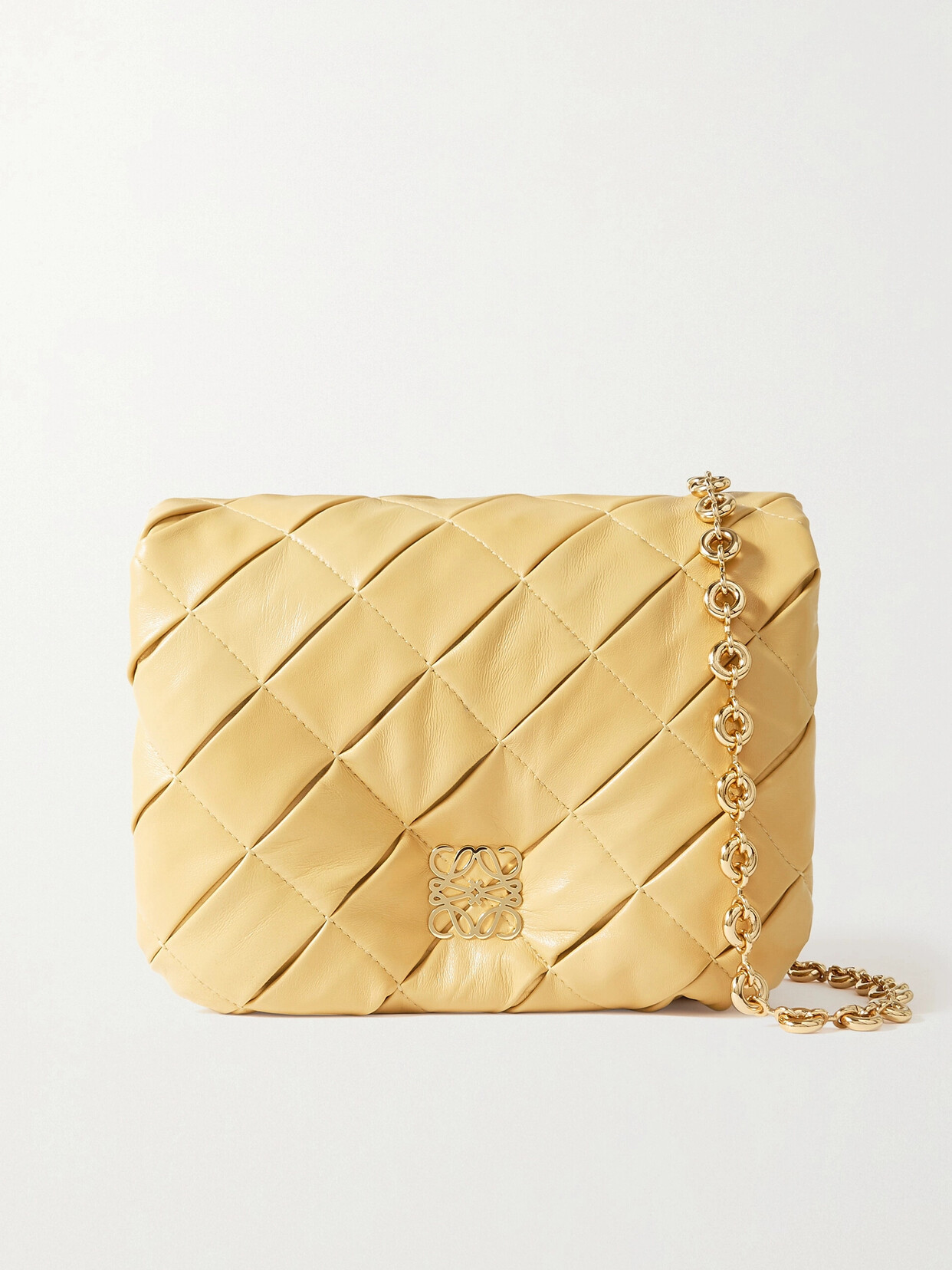 Loewe Puffer Goya Quilted Padded Leather Down Shoulder Bag In Cream