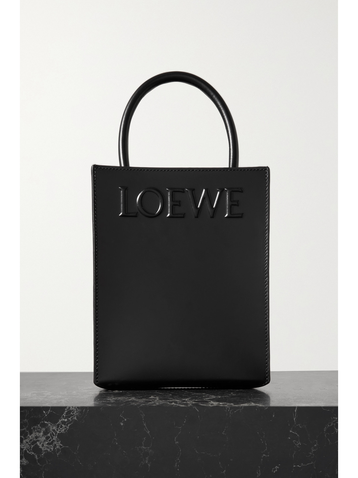 Loewe Embossed Leather Tote In Black