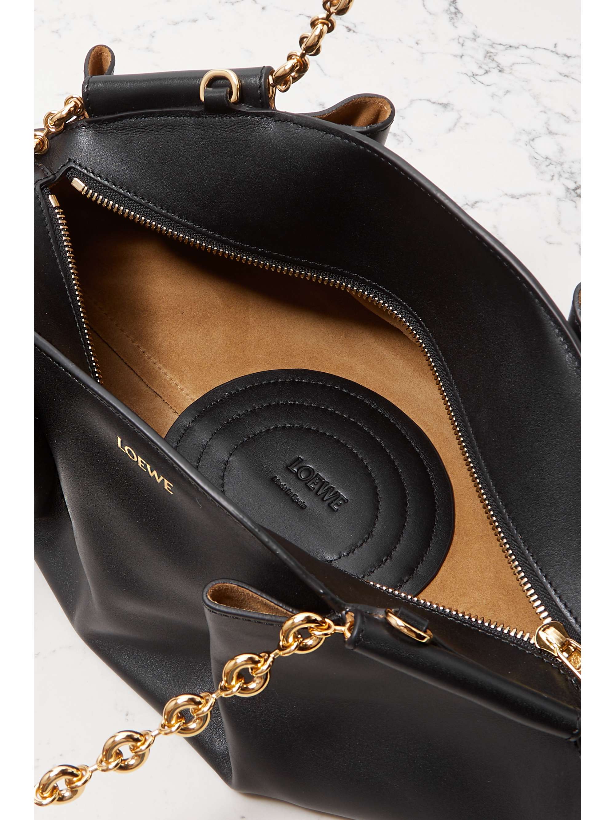 LOEWE Paseo small pleated leather shoulder bag NETAPORTER