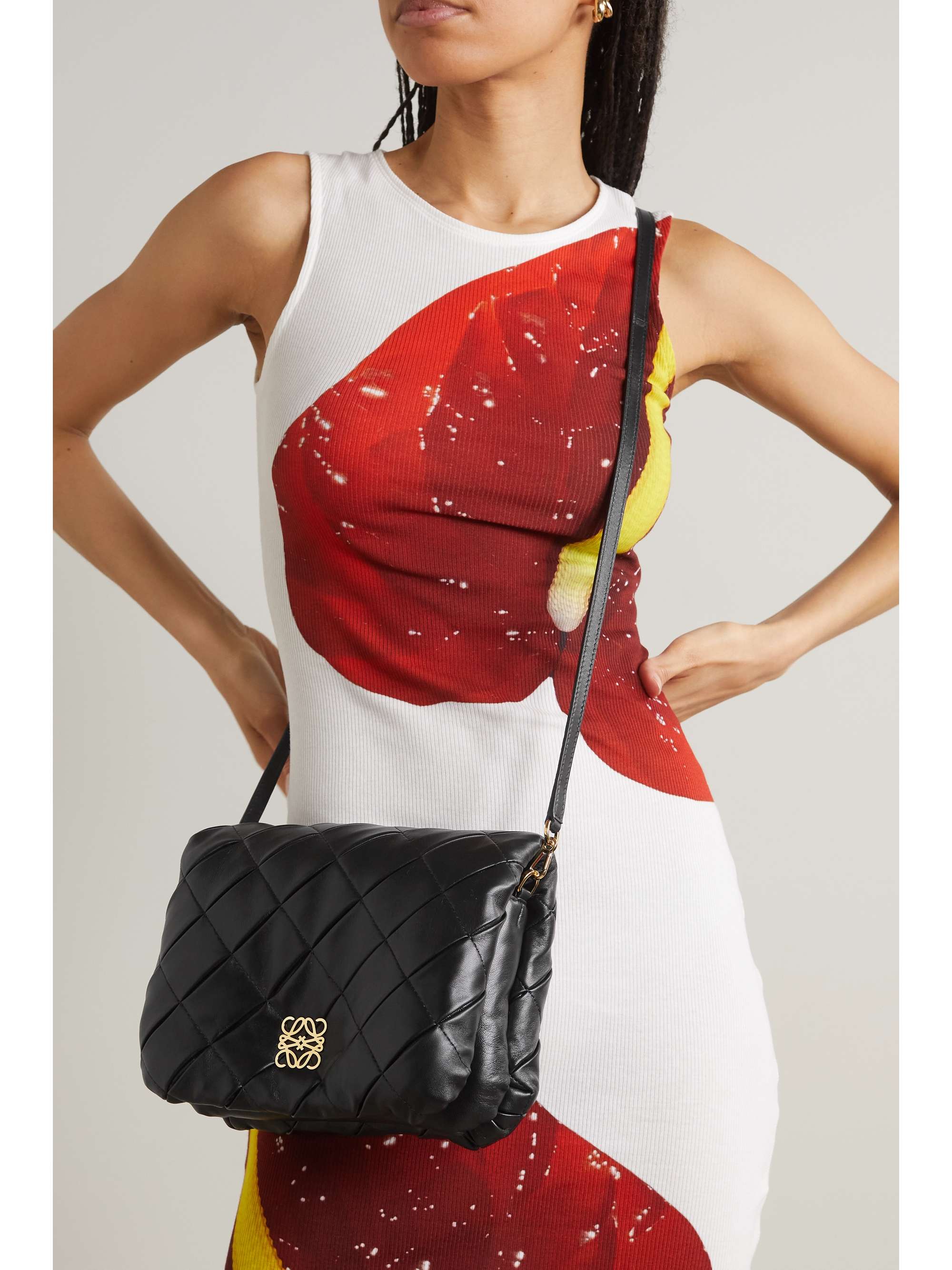 LOEWE Puffer Goya quilted padded leather down shoulder bag