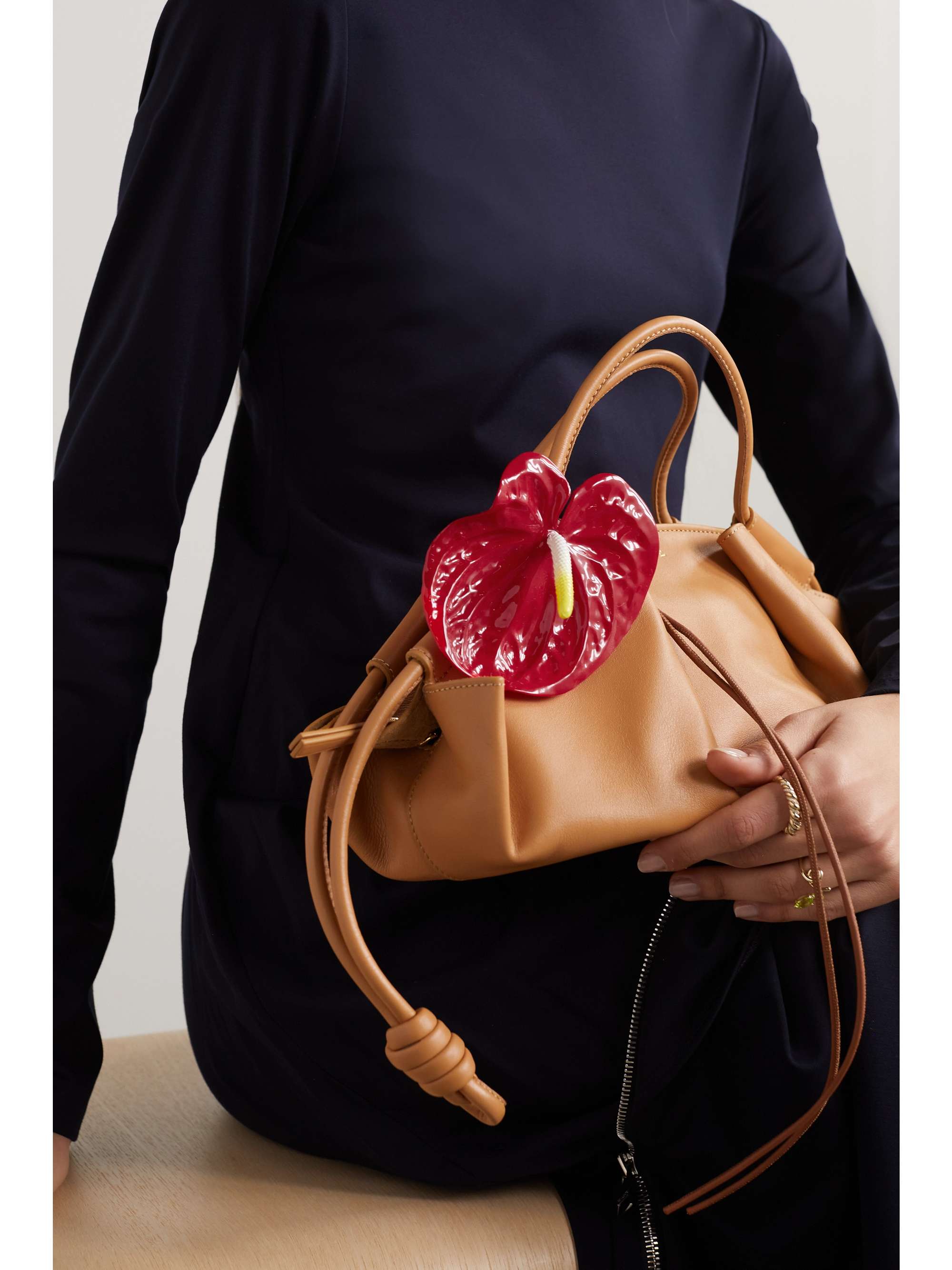 LOEWE Anthurium PU and leather bag charm NETAPORTER