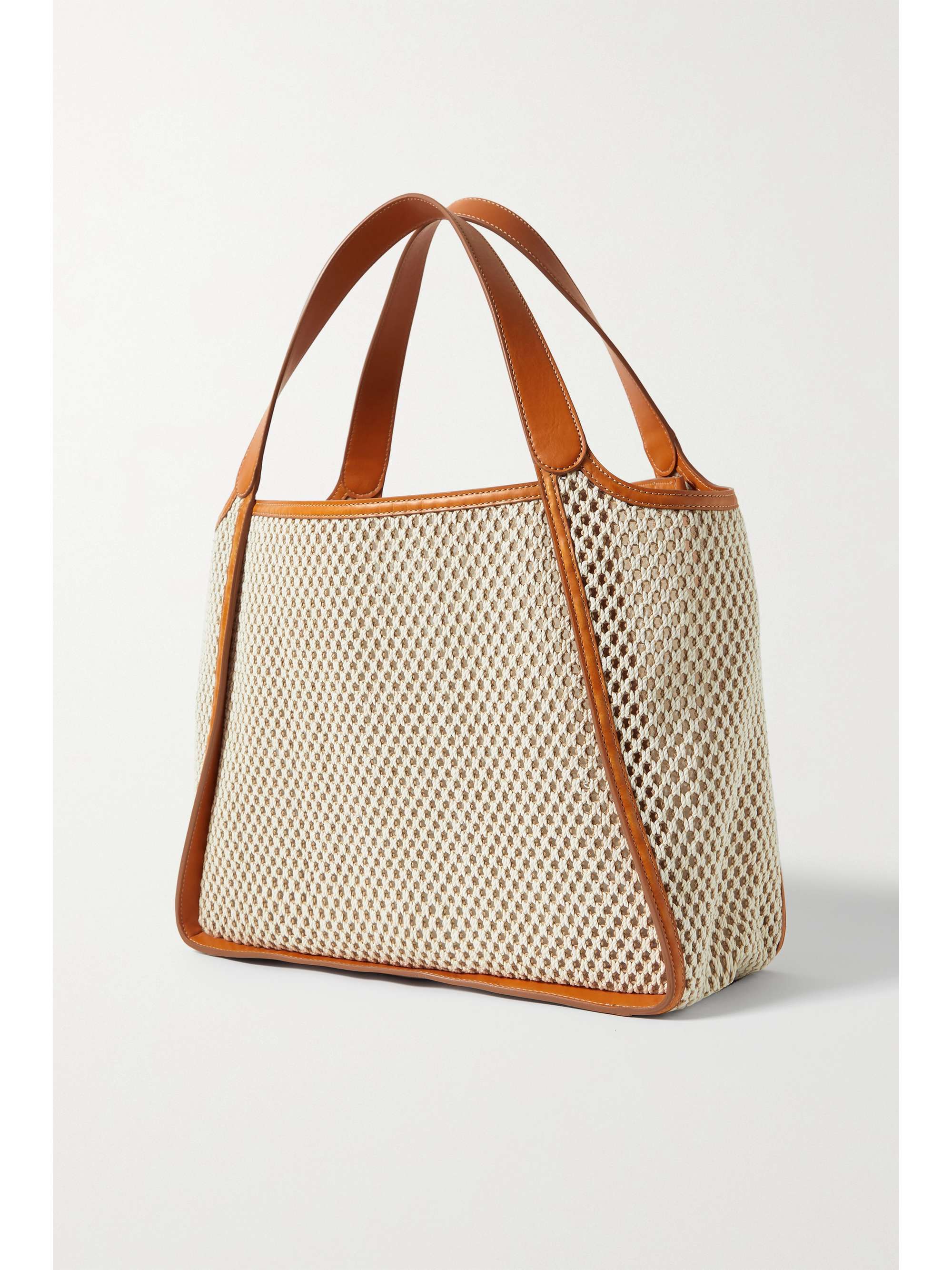 STELLA MCCARTNEY + NET SUSTAIN Vegetarian leather-trimmed embroidered rope and mesh tote