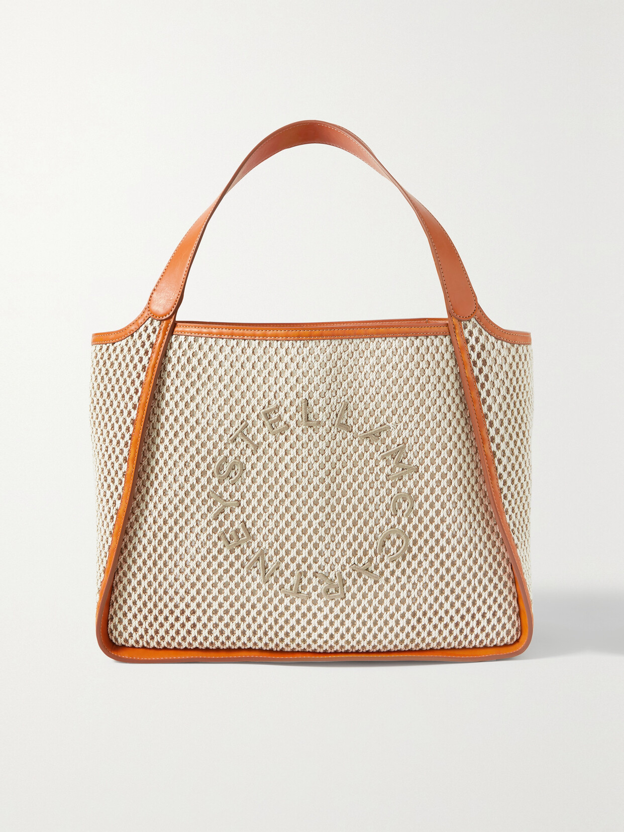 Stella McCartney - + Net Sustain Vegetarian Leather-trimmed Embroidered Rope And Mesh Tote - Neutrals