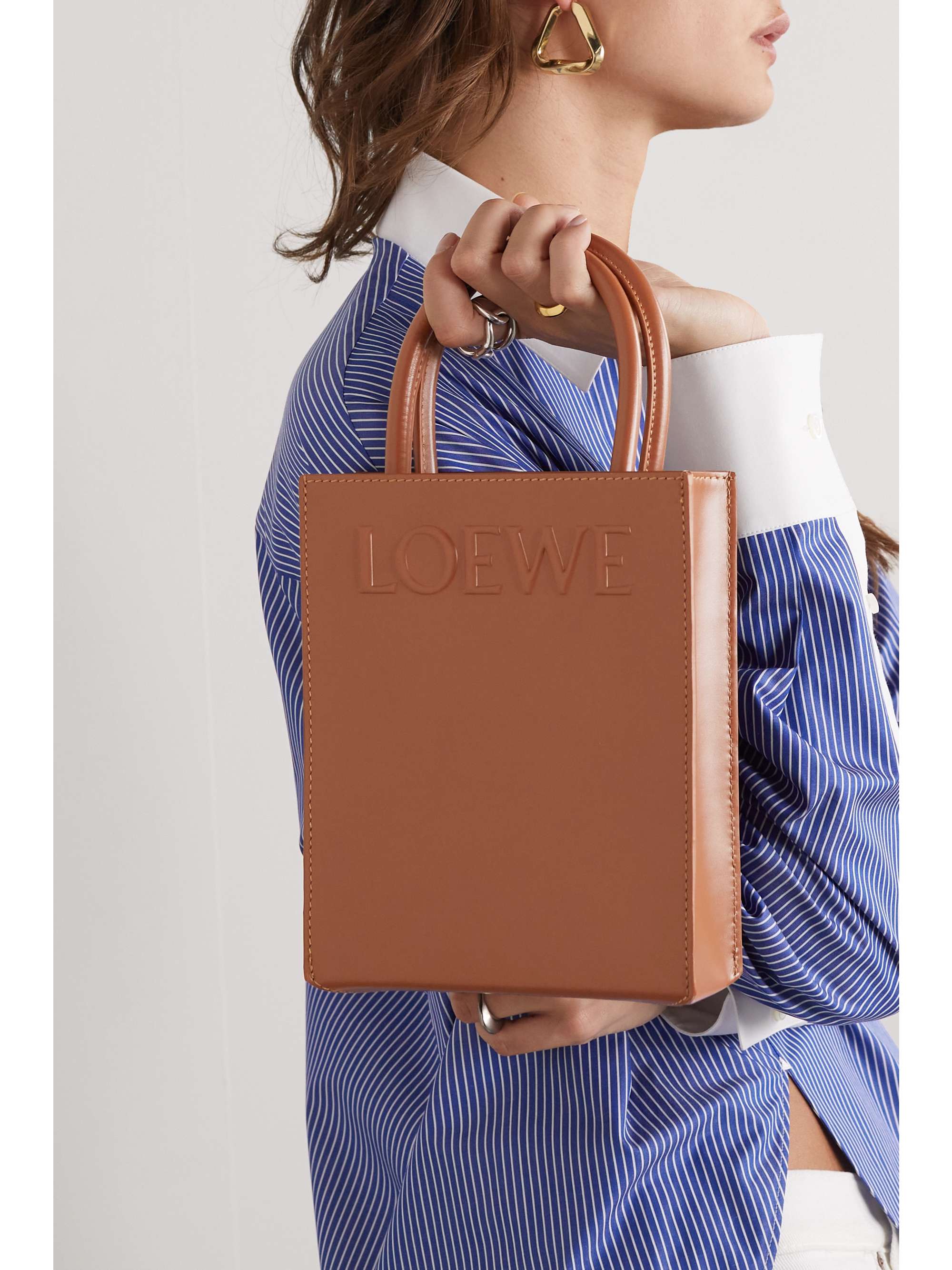 Noe Logo-Embossed Leather Tote Bag