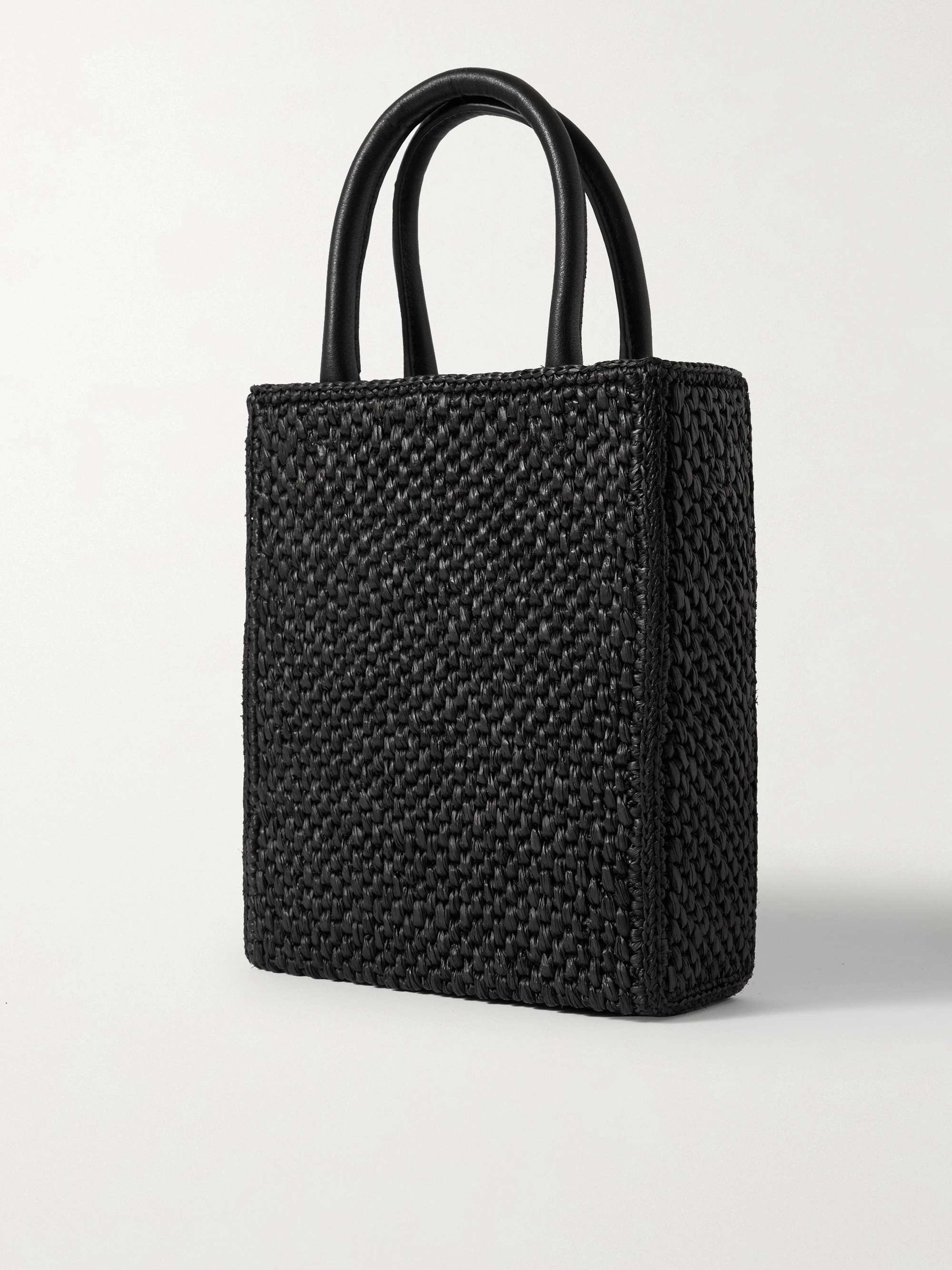 LOEWE Leather-trimmed raffia tote