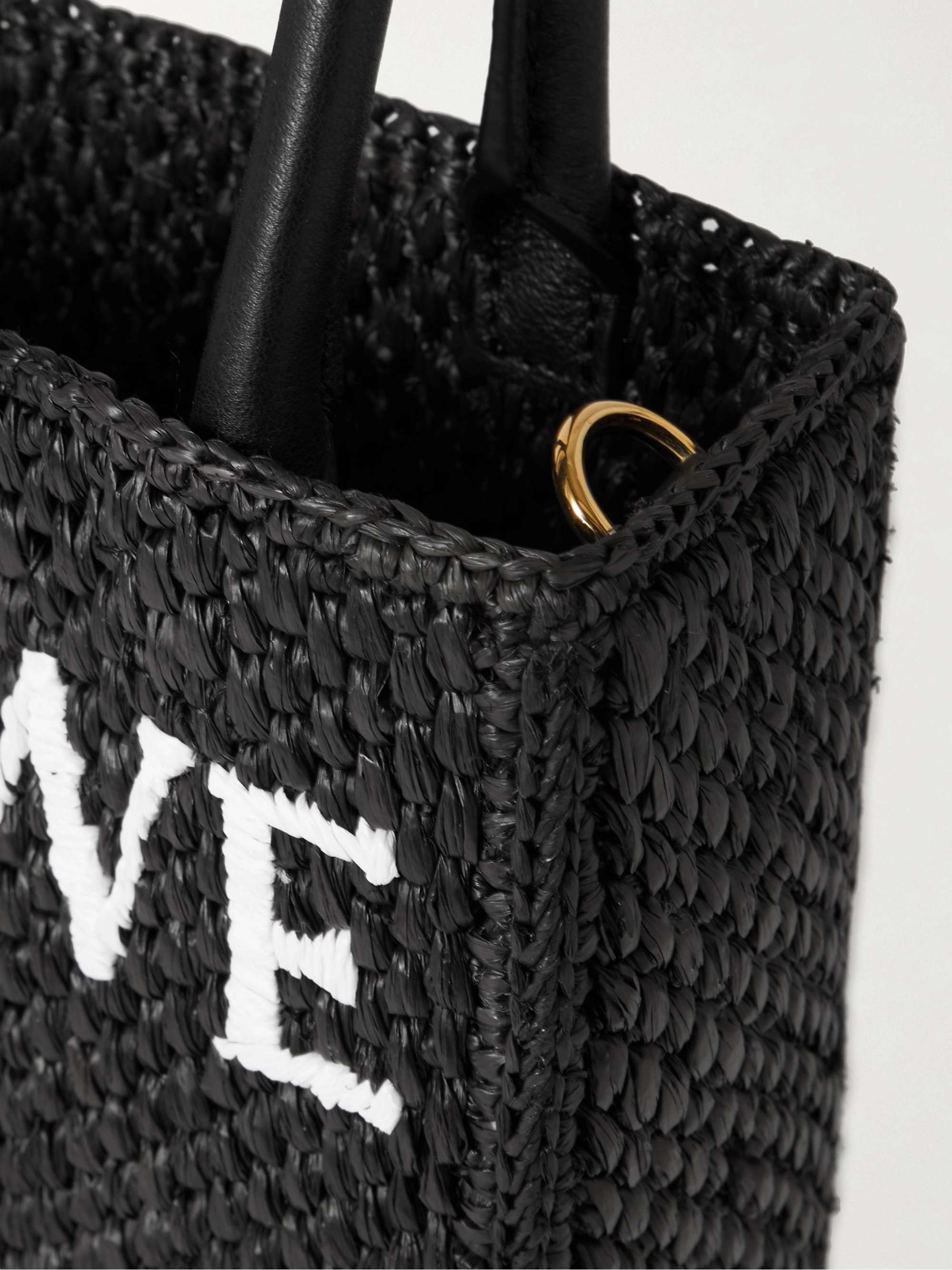 LOEWE Leather-trimmed raffia tote