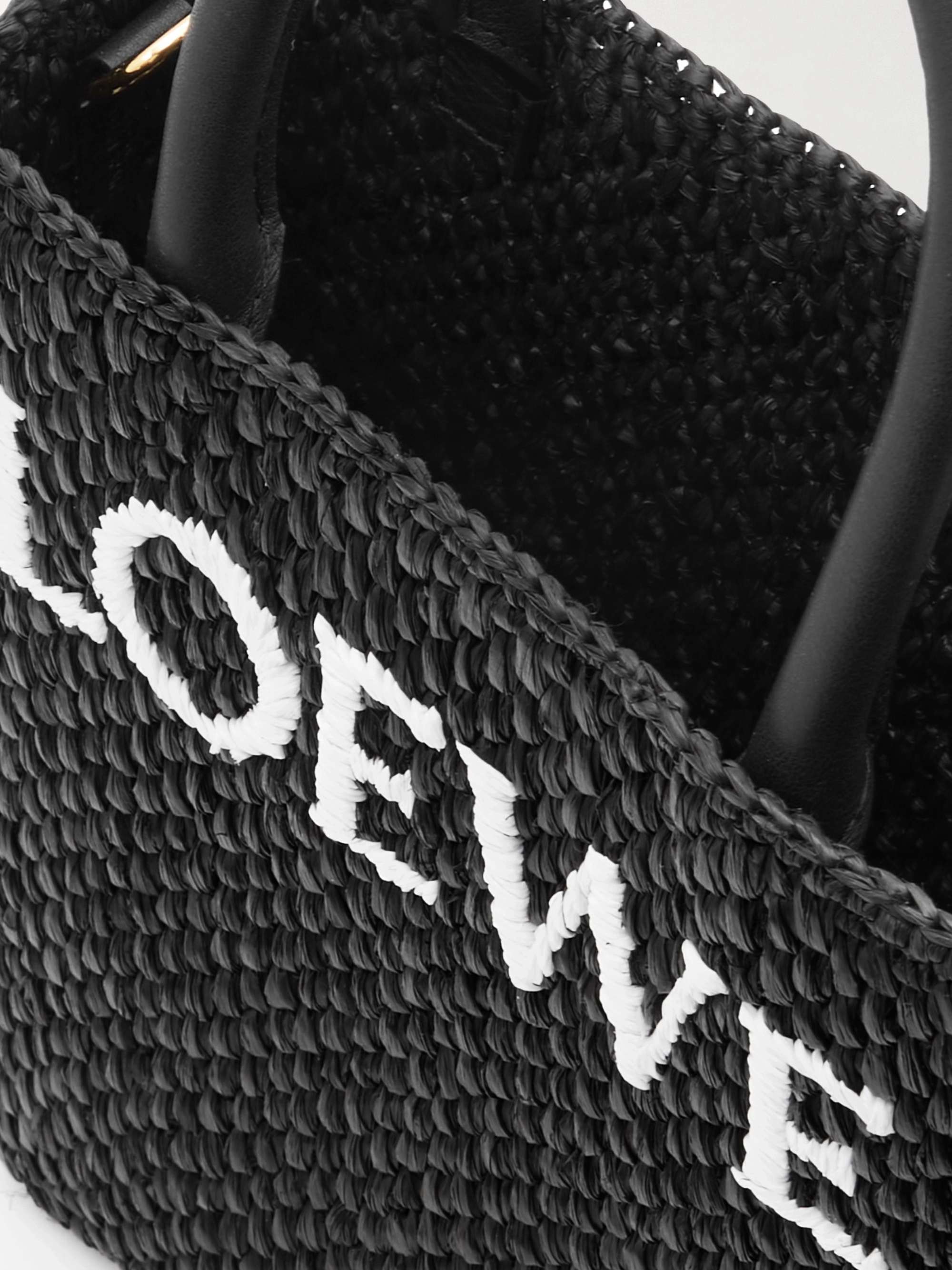 LOEWE Leather-trimmed raffia tote