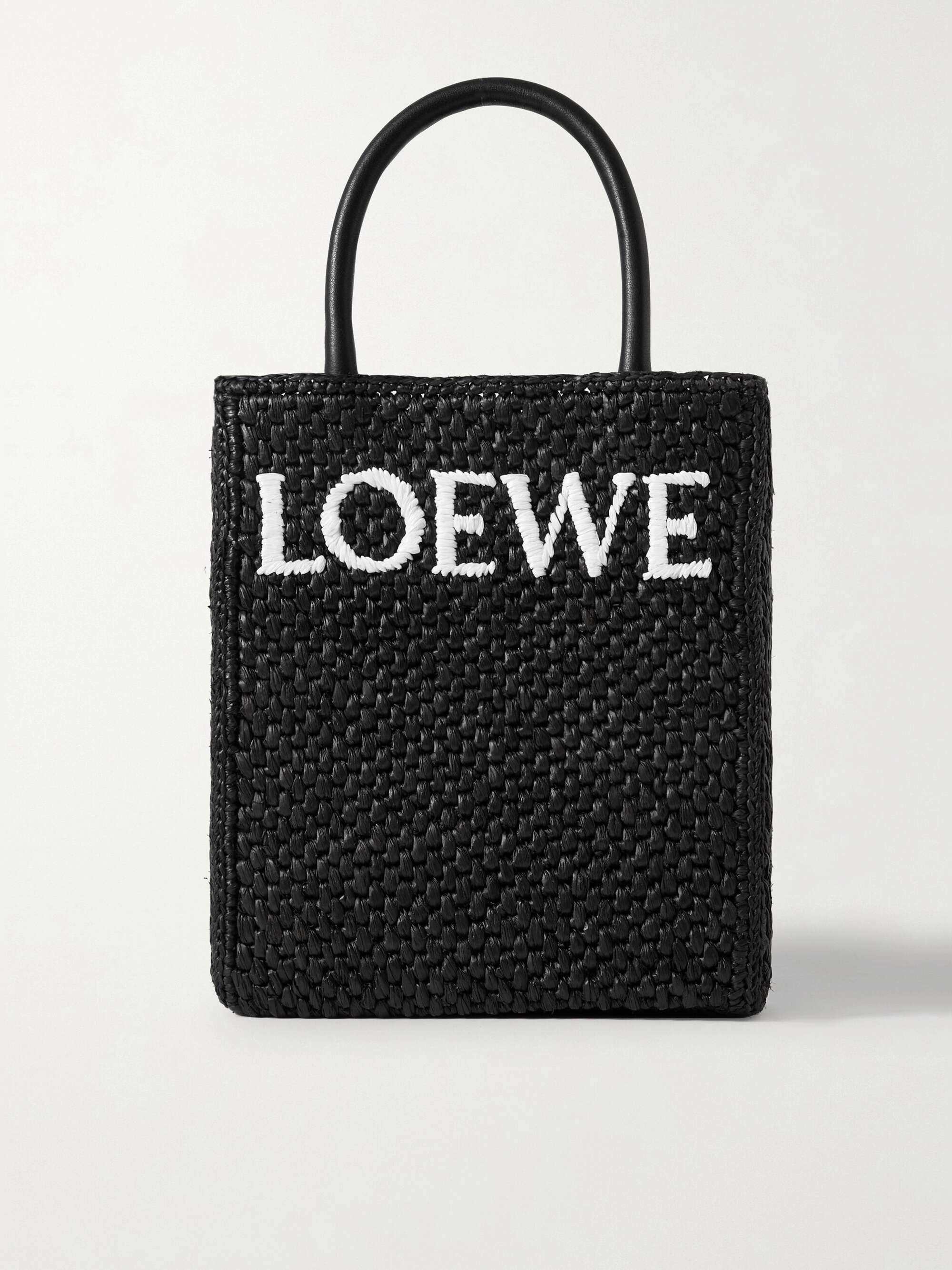 Style File  Mini Trend: Loewe's Leather-Trimmed Woven Raffia Tote